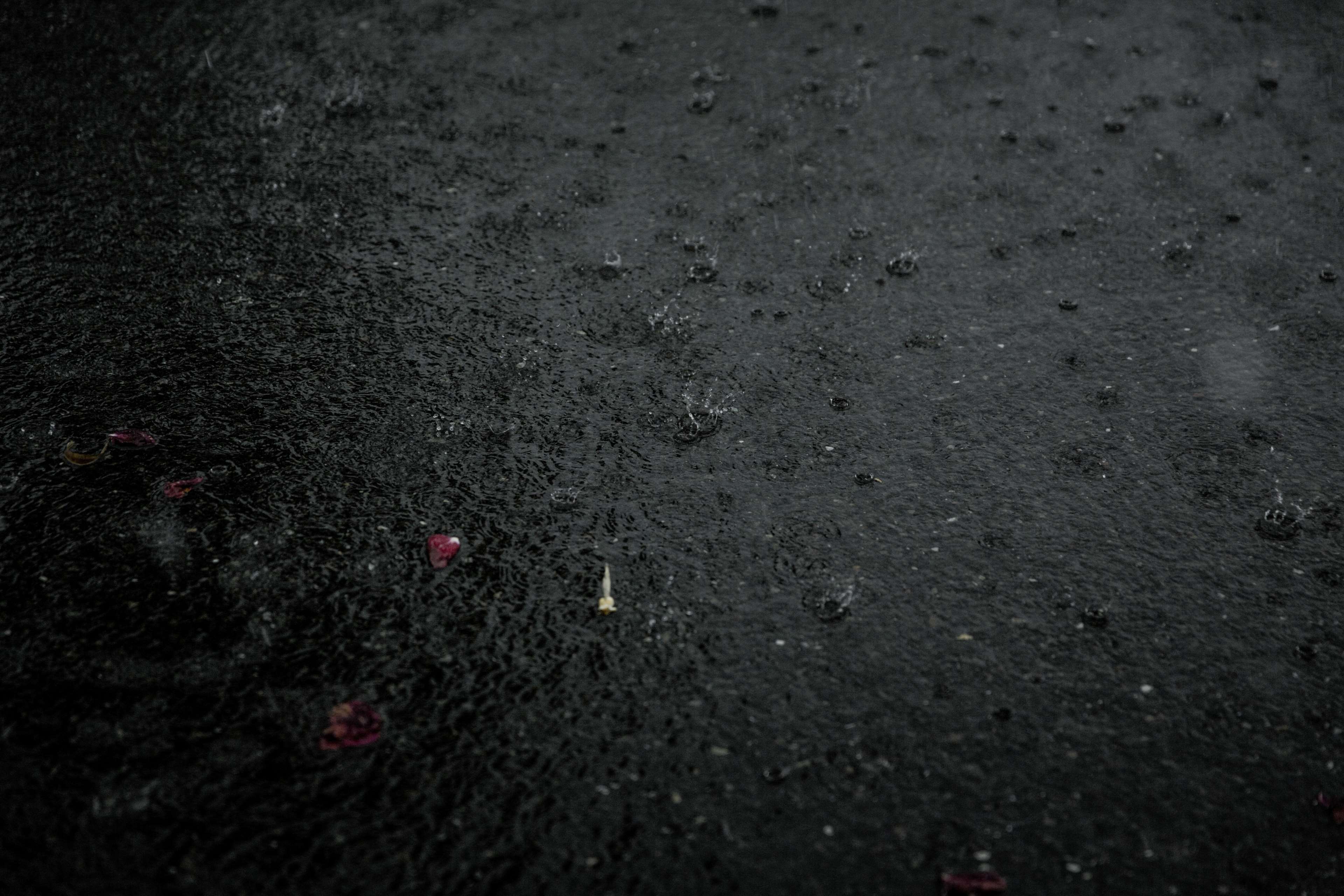 Raindrops on dark asphalt HD Wallpaper