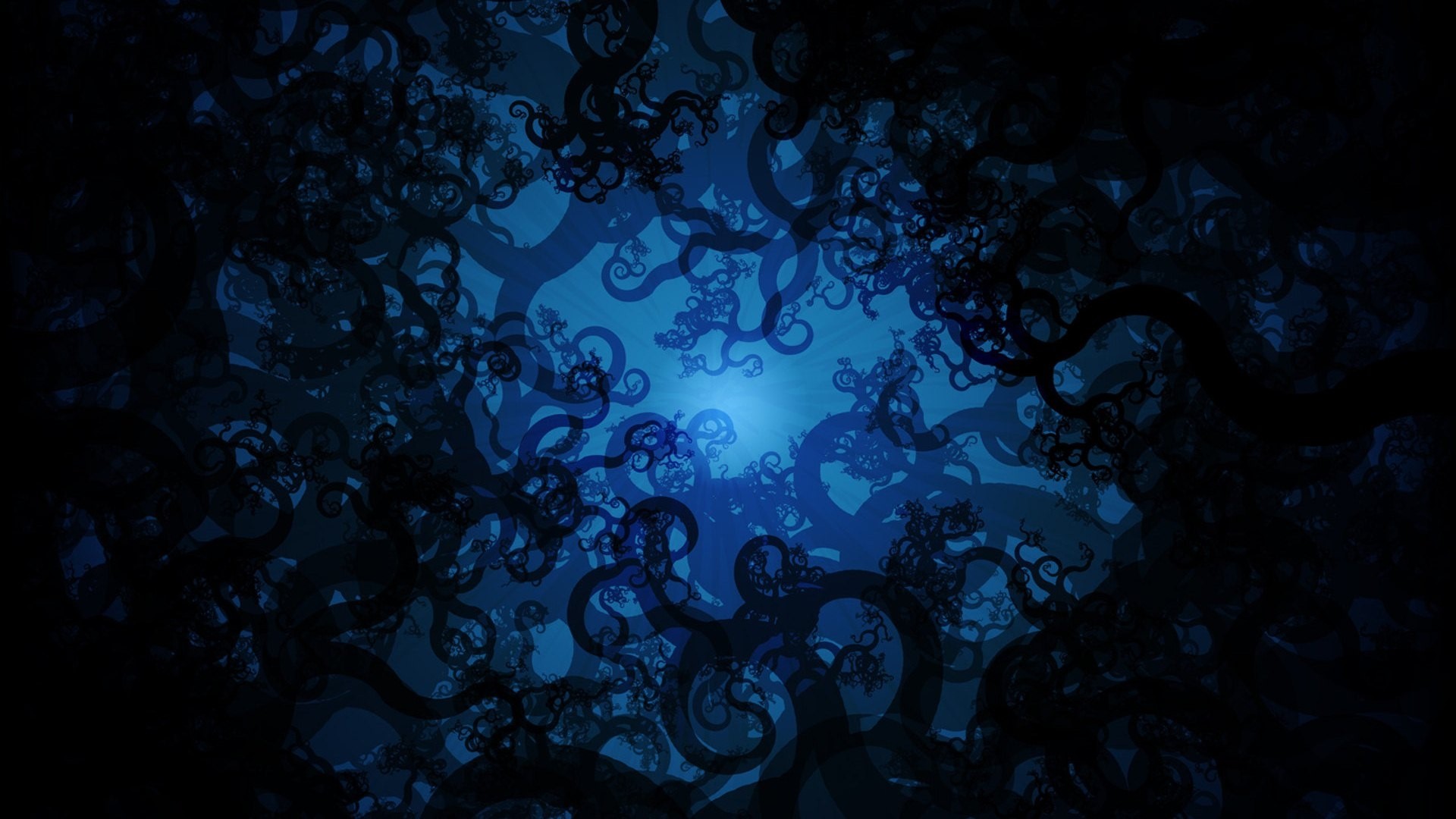 Dark Blue Abstract Fractal Swirls HD Wallpaper