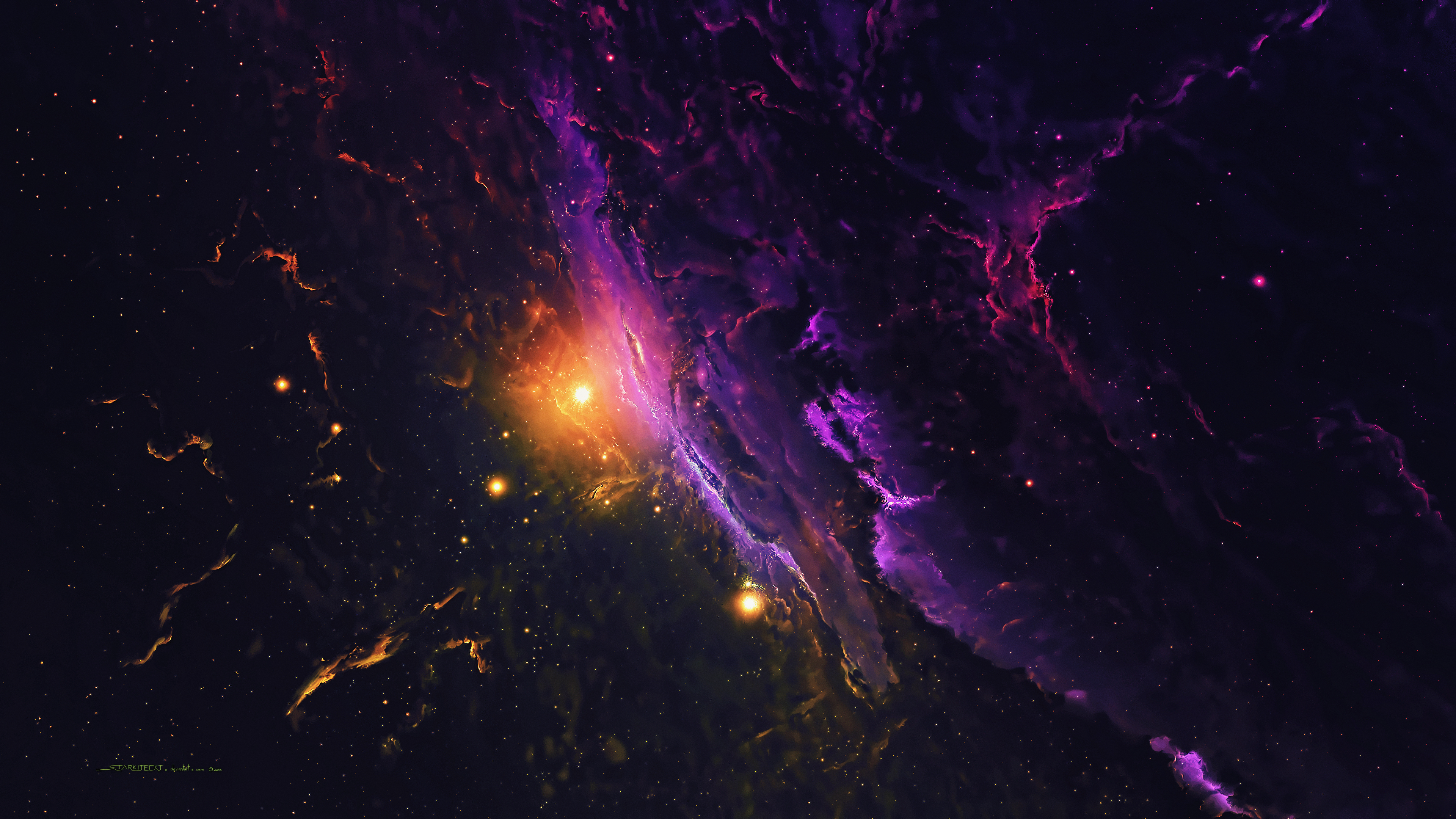 Colorful nebula and stars in deep space HD Wallpaper