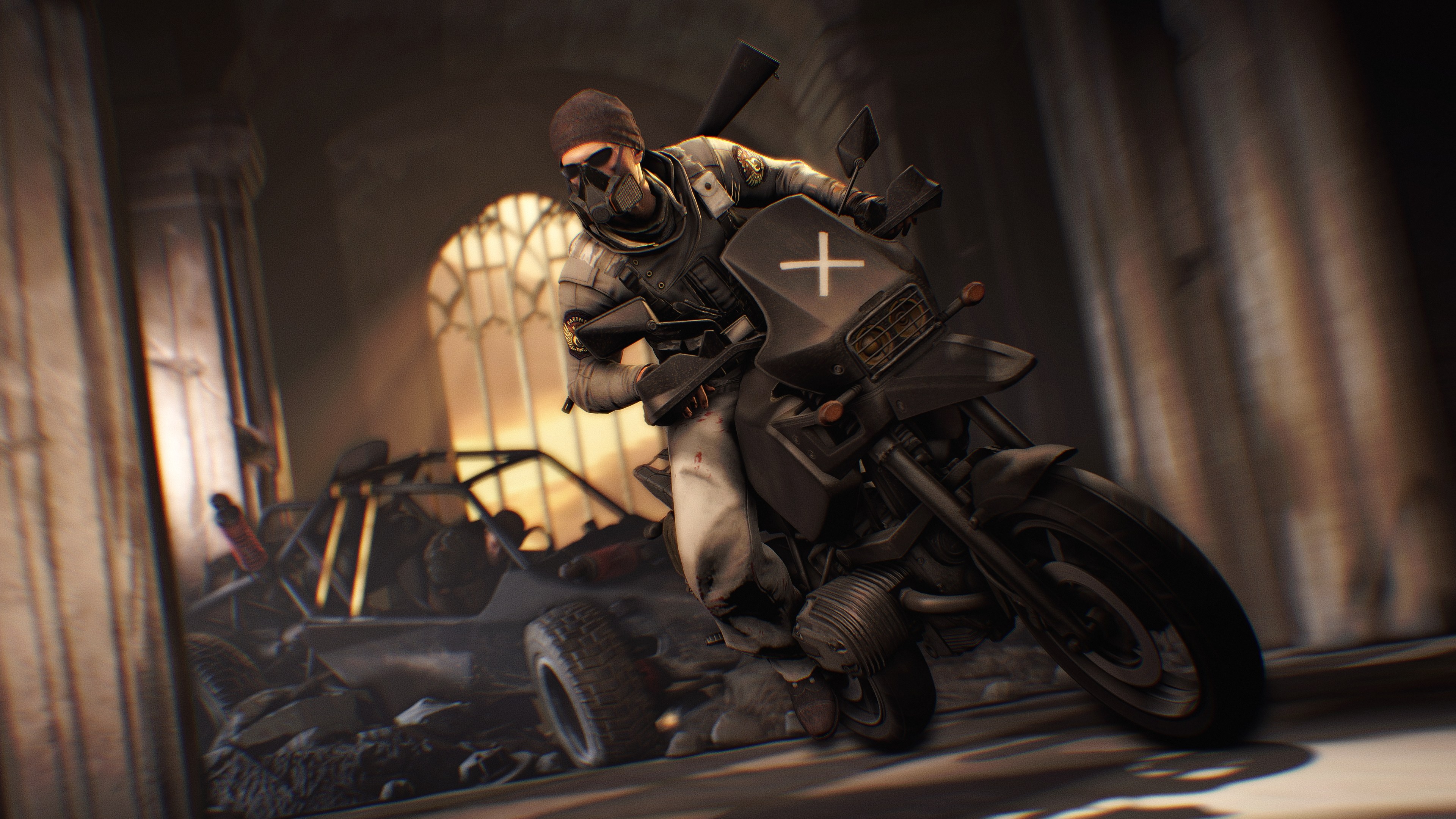 PlayerUnknown's Battlegrounds character on a motorcycle HD Wallpaper