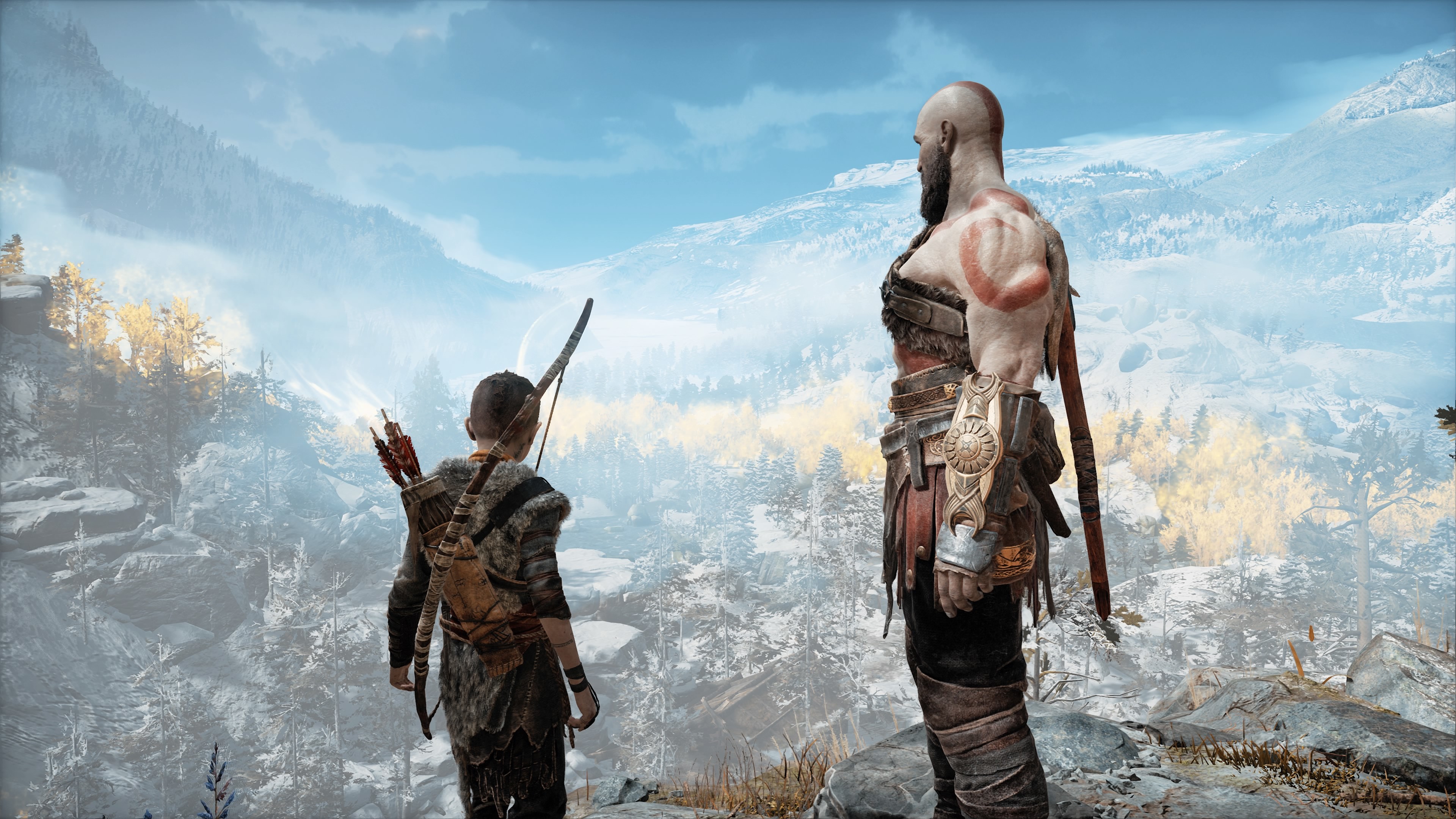 Kratos and Atreus from God of War 4 HD Wallpaper