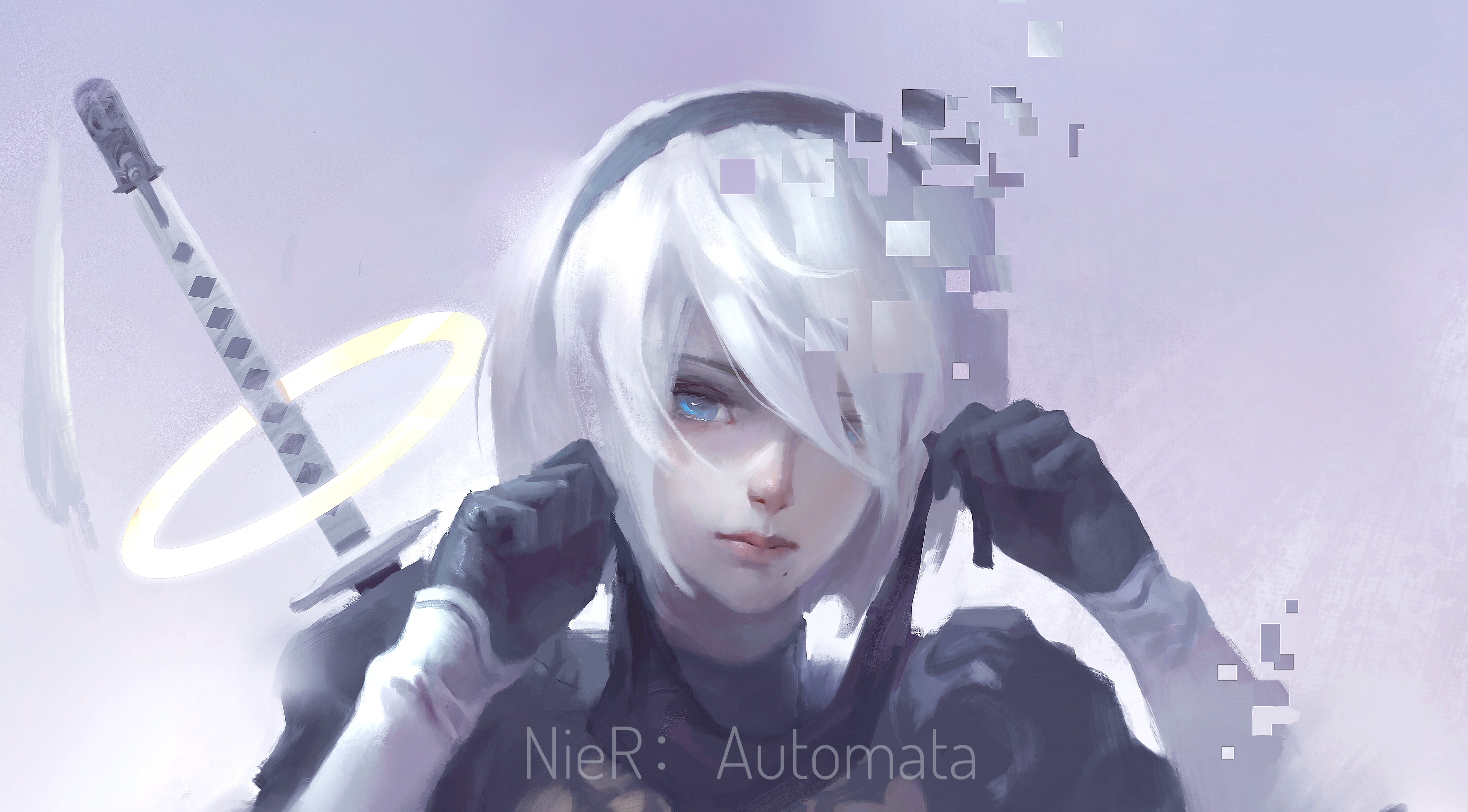 2B from NieR: Automata with a sword HD Wallpaper