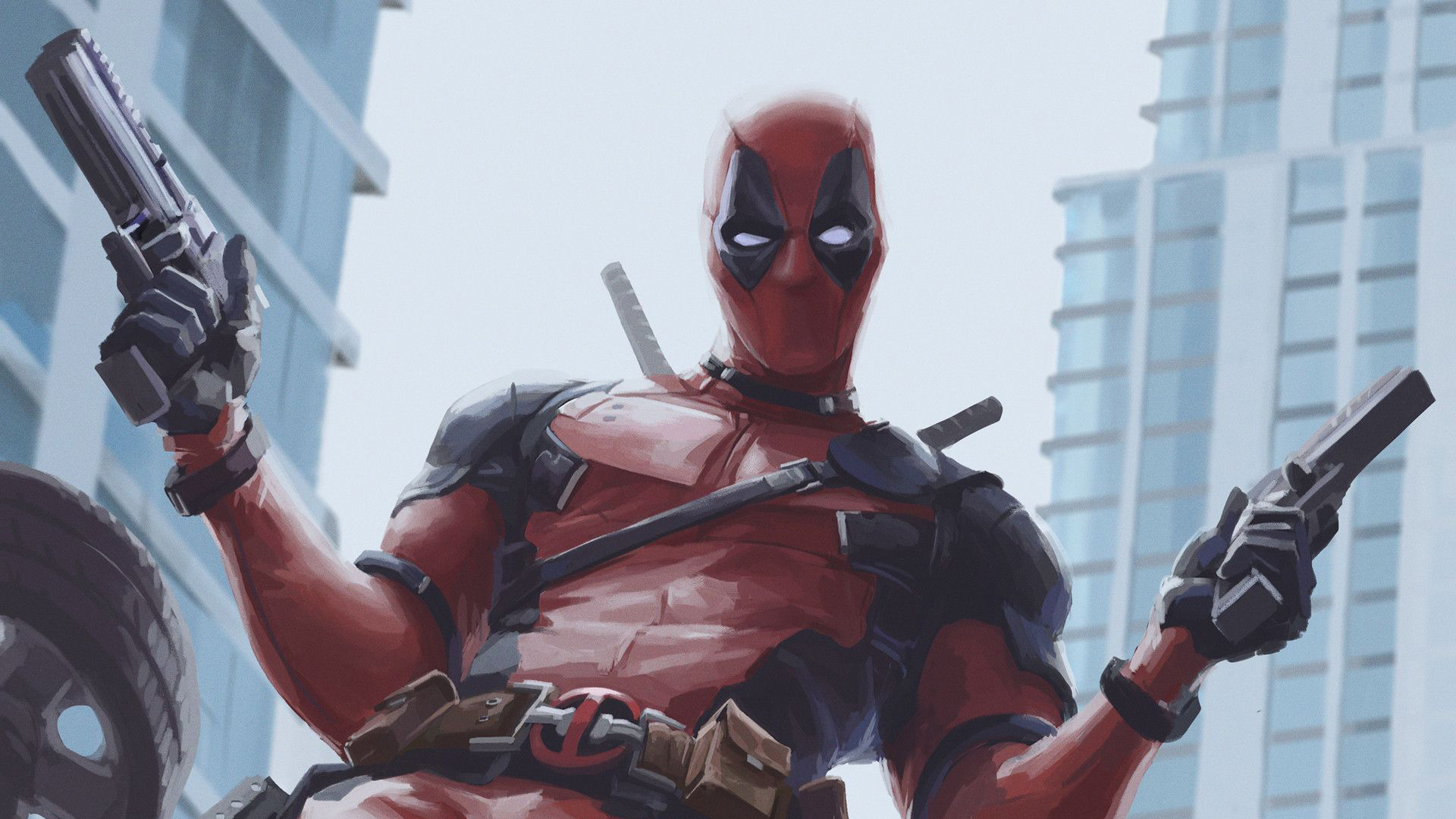 Deadpool from Marvel holding two pistols HD Wallpaper