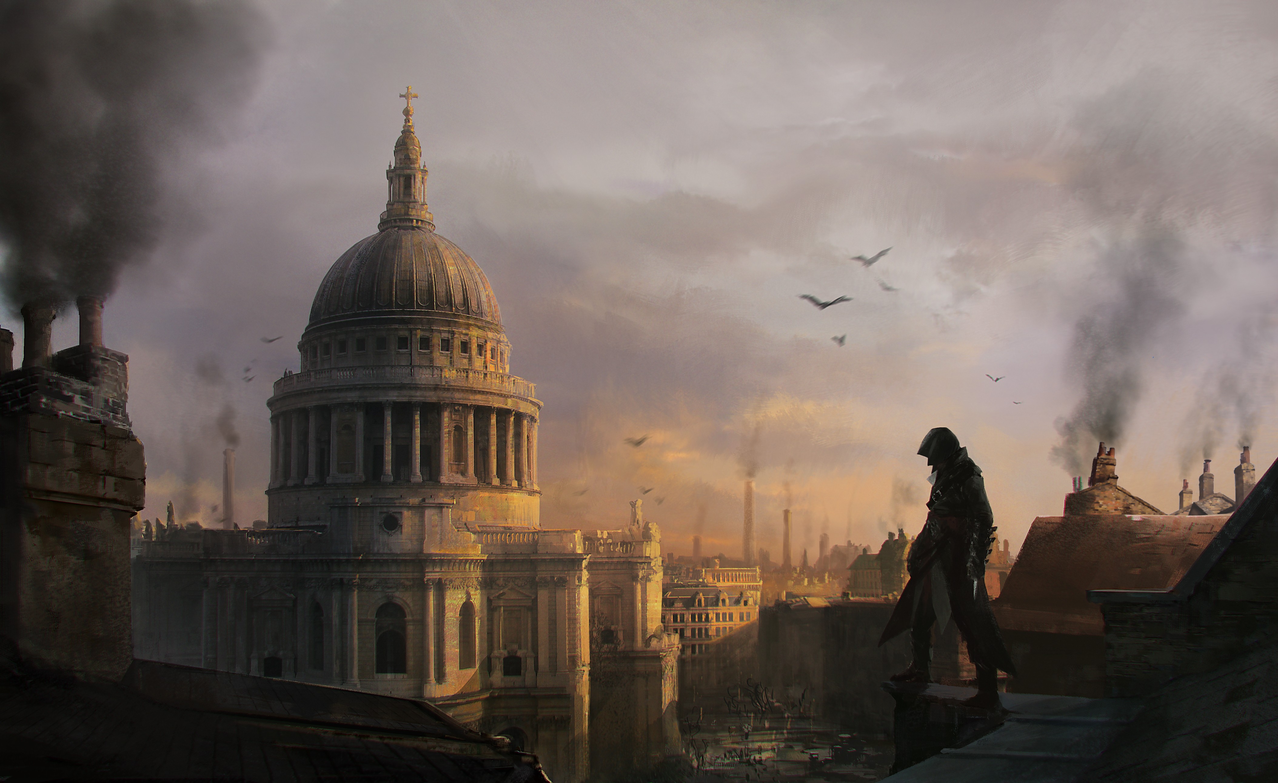 Assassin from Assassin's Creed Syndicate overlooking London HD Wallpaper