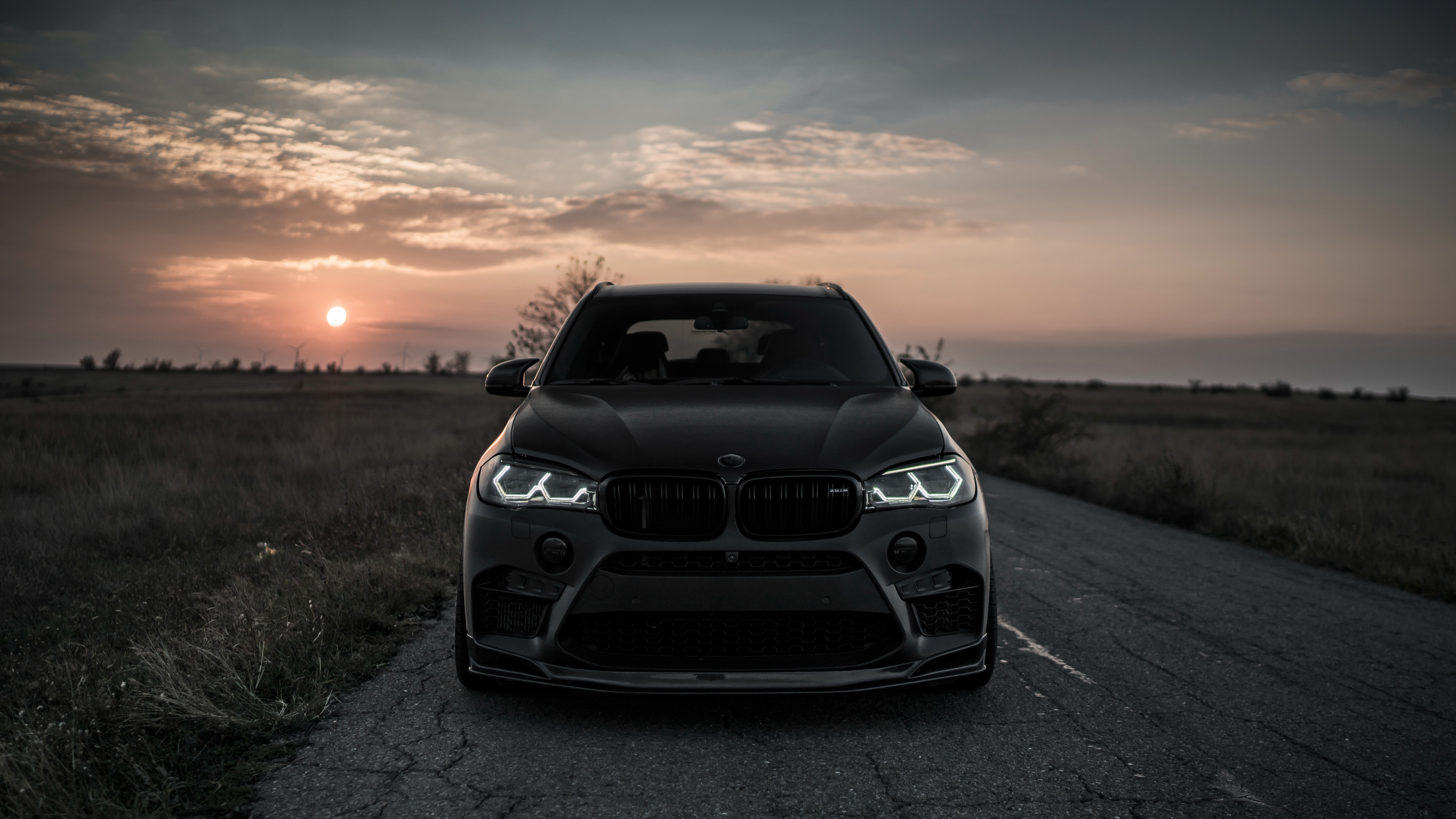 Black BMW X5 M on a Road at Sunset HD Wallpaper
