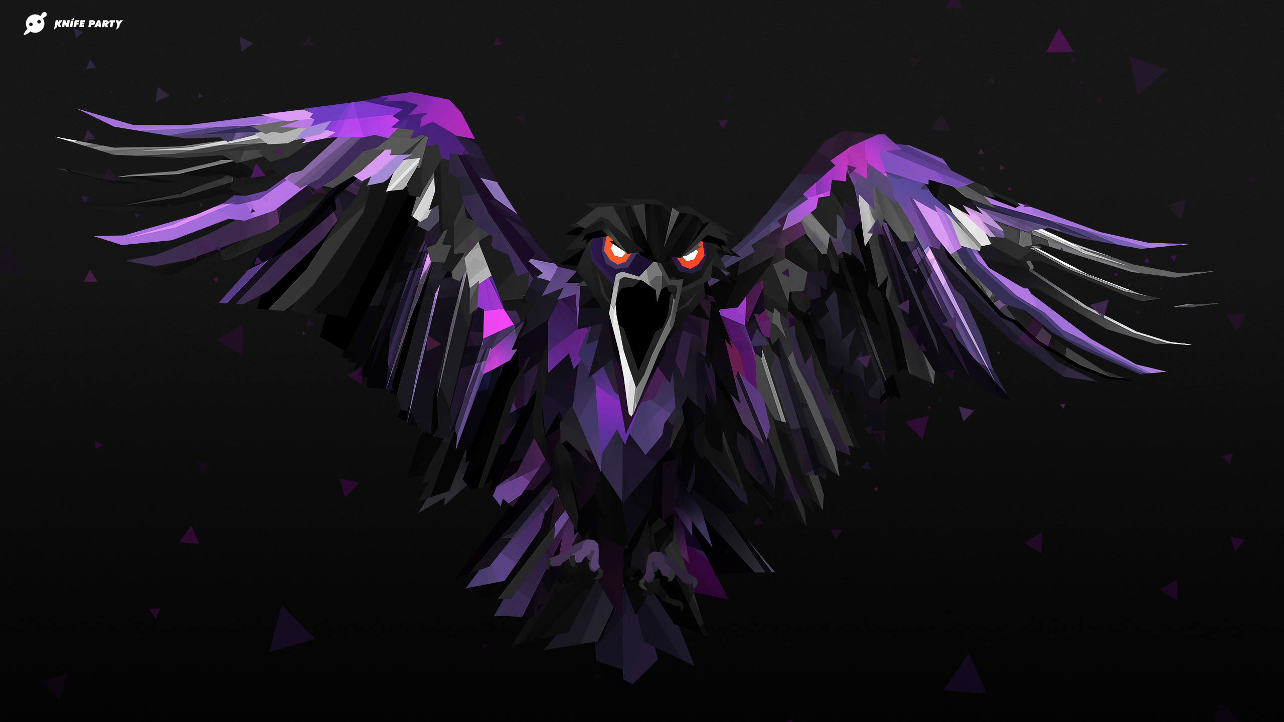 Knife Party abstract polygon owl artwork HD Wallpaper