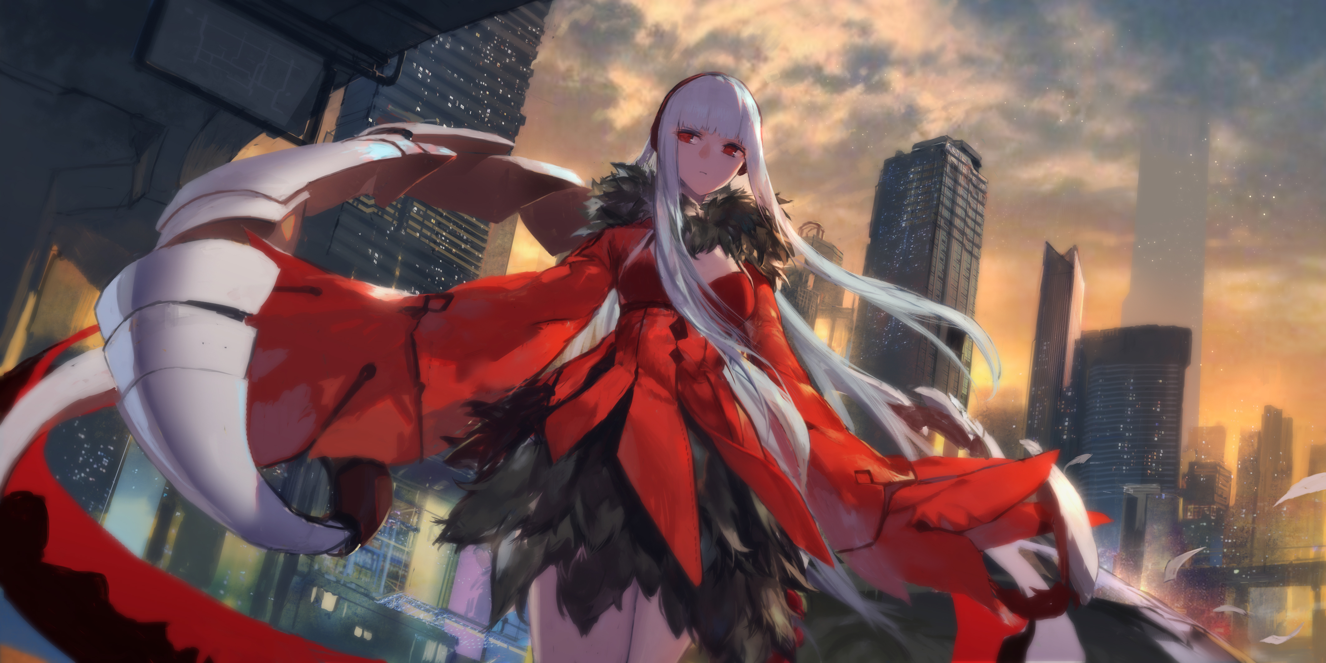 Anime girl with mechanical arms in Forever 7th Capital 4K HD Wallpaper