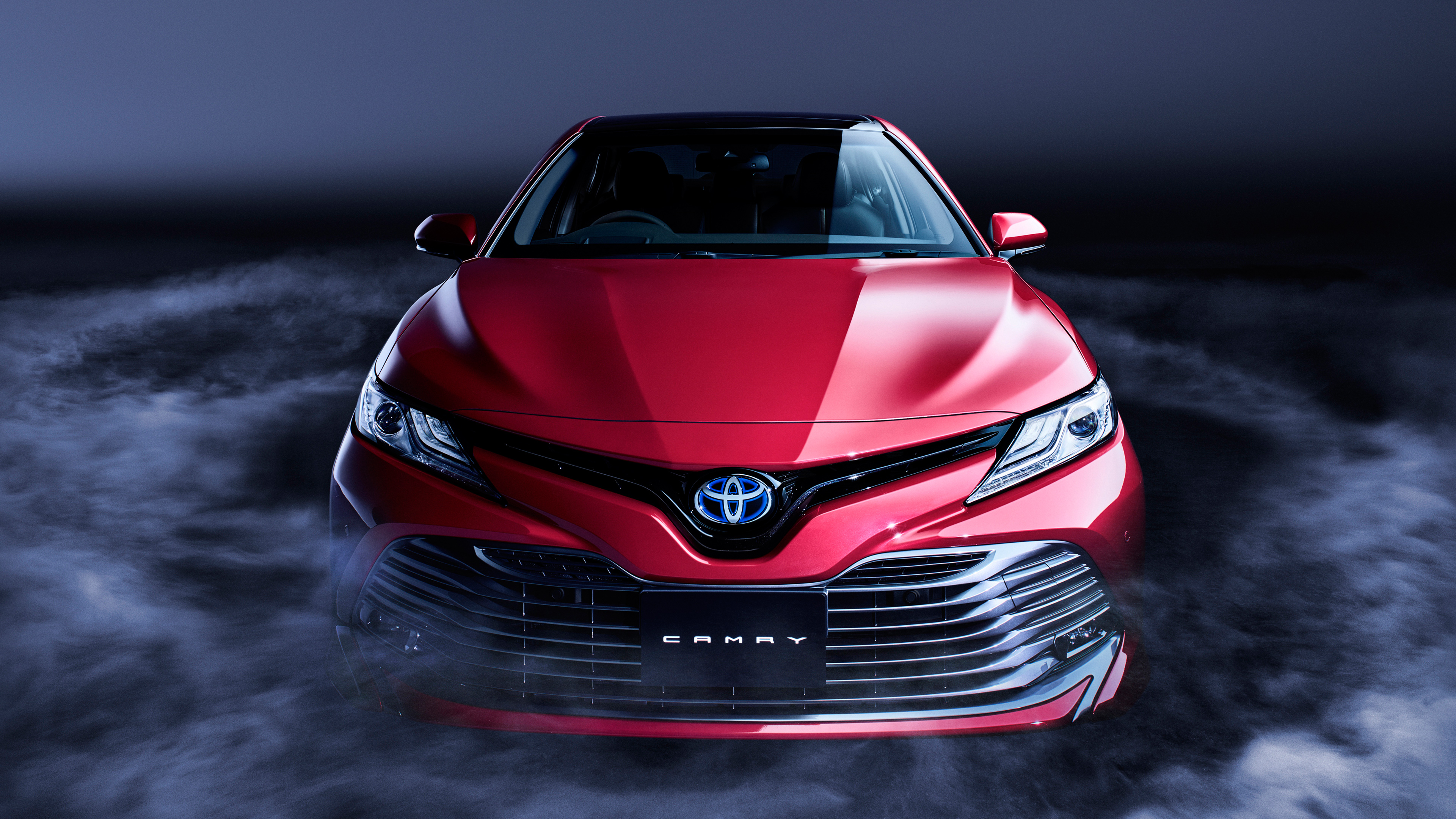 Red Toyota Camry with Smoke HD Wallpaper