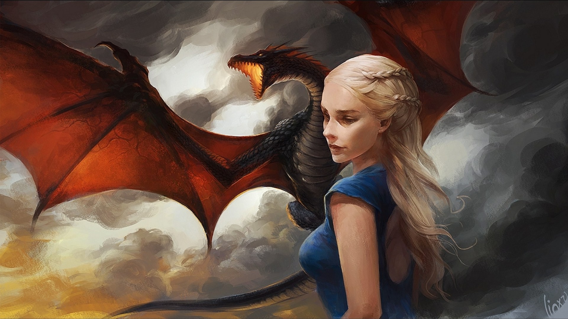 Daenerys Targaryen and Dragon from Game of Thrones HD Wallpaper