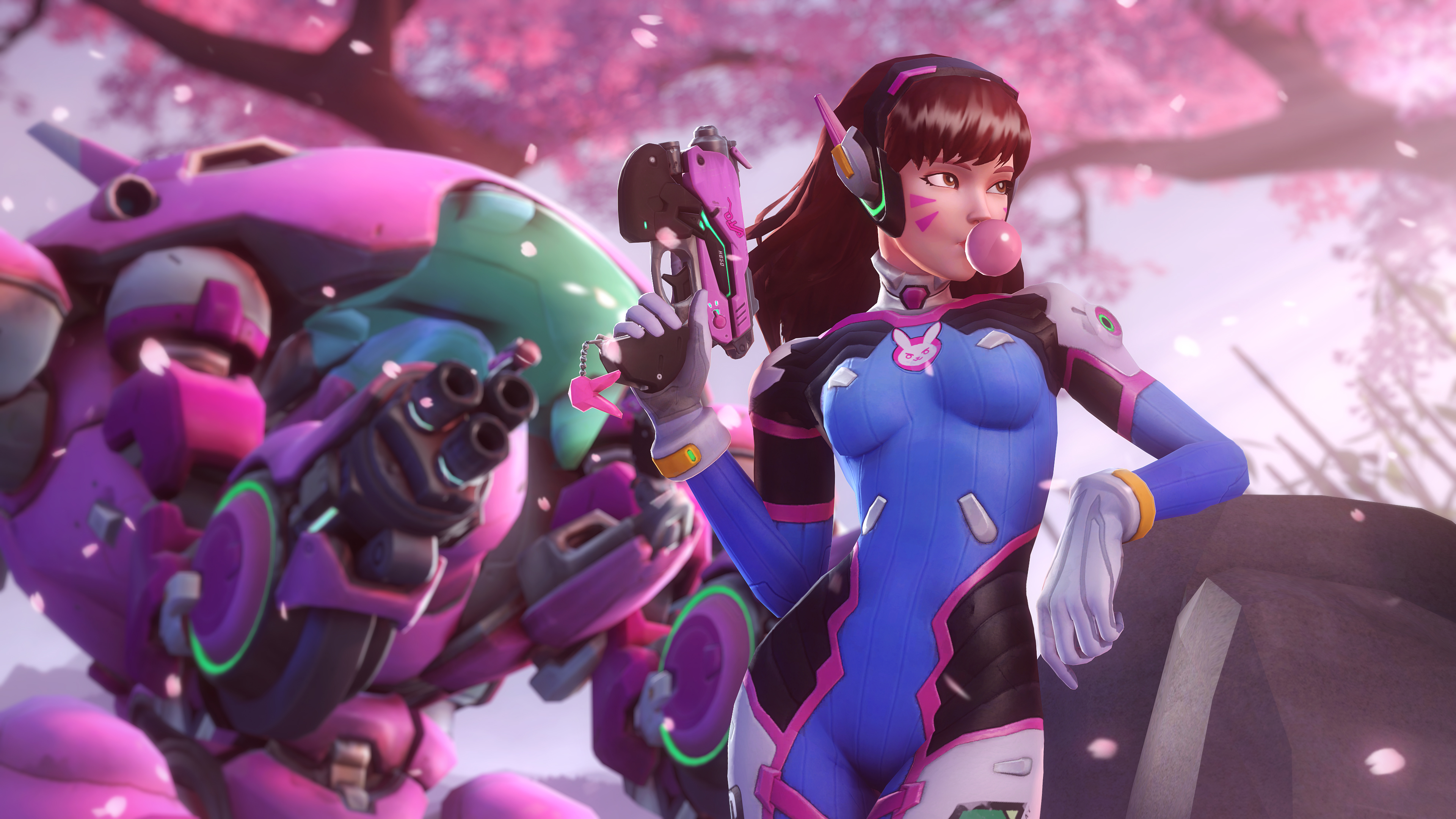 D.Va from Overwatch with her MEKA HD Wallpaper