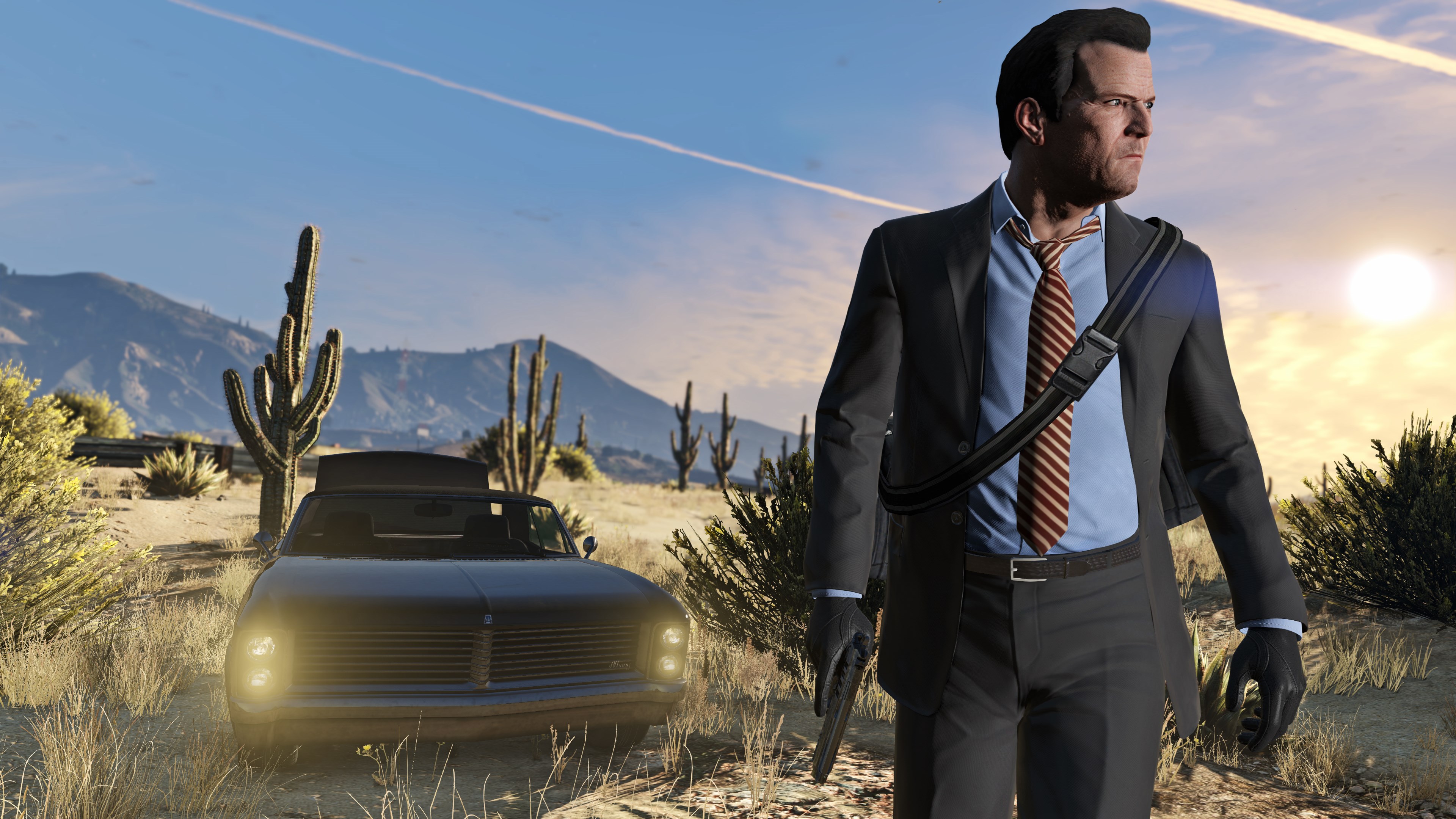 Michael De Santa from Grand Theft Auto V in desert HD Wallpaper