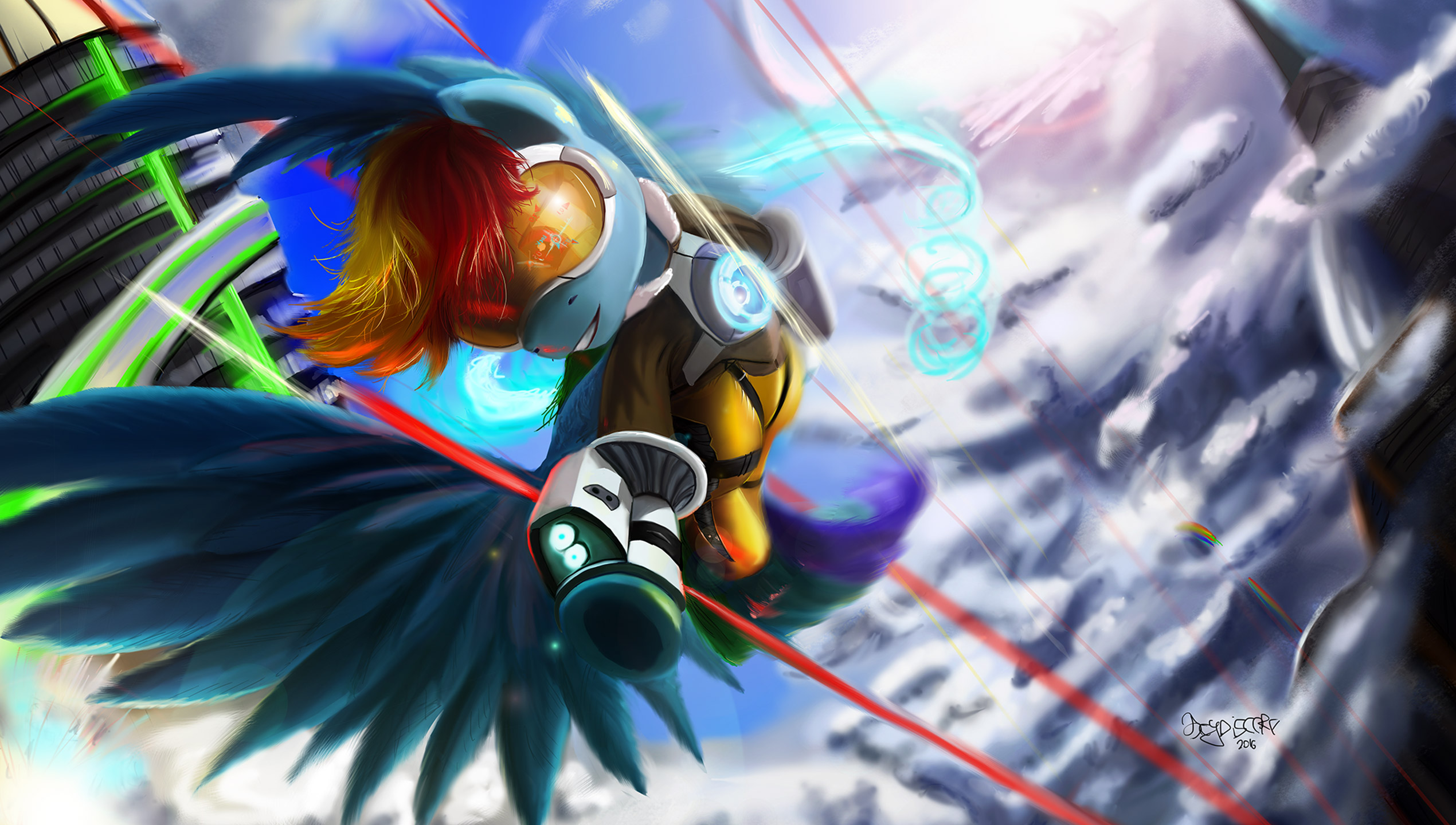 Rainbow Dash from My Little Pony in Overwatch armor HD Wallpaper