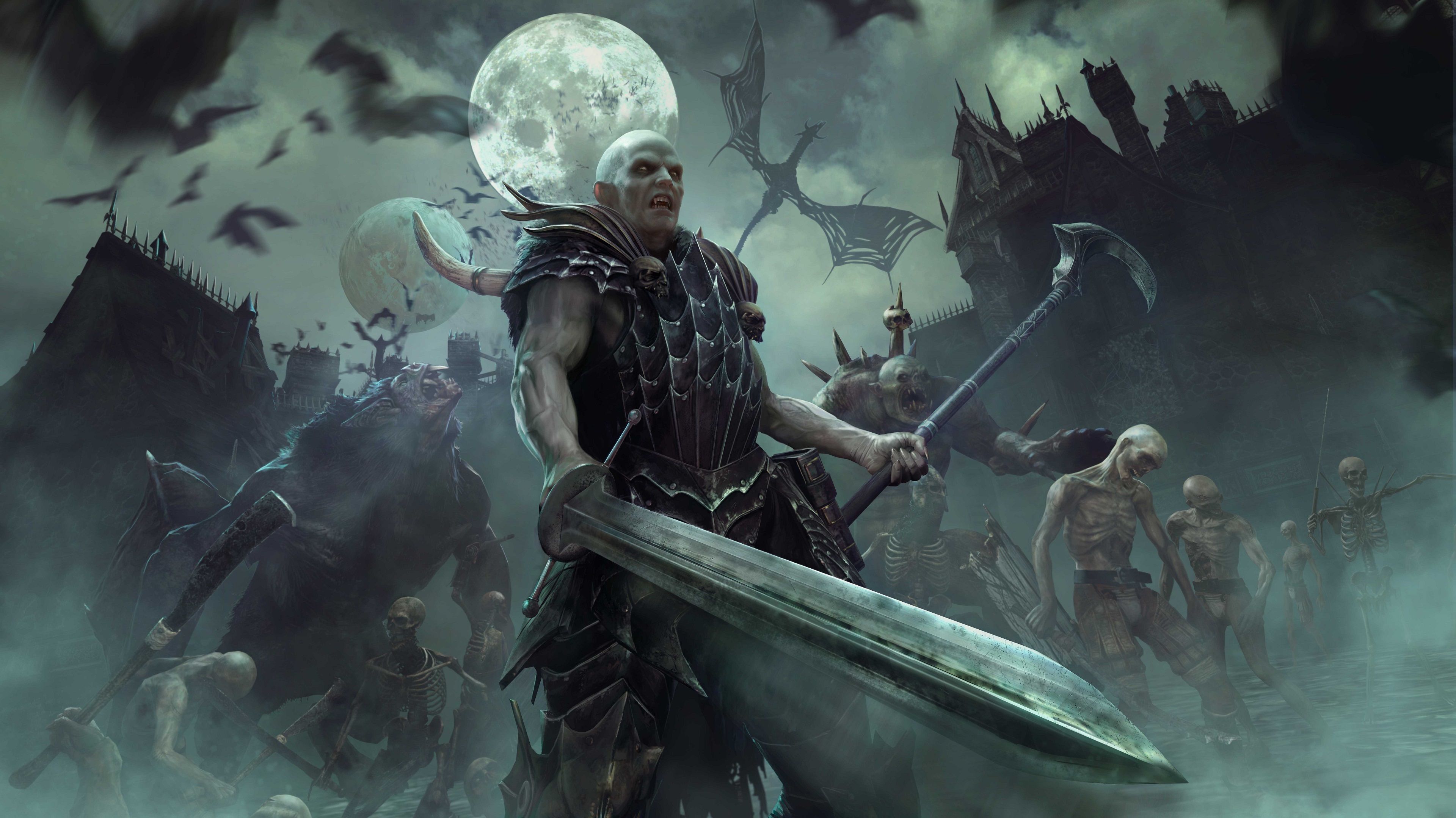 Vampire Lord with undead army in Total War: Warhammer HD Wallpaper