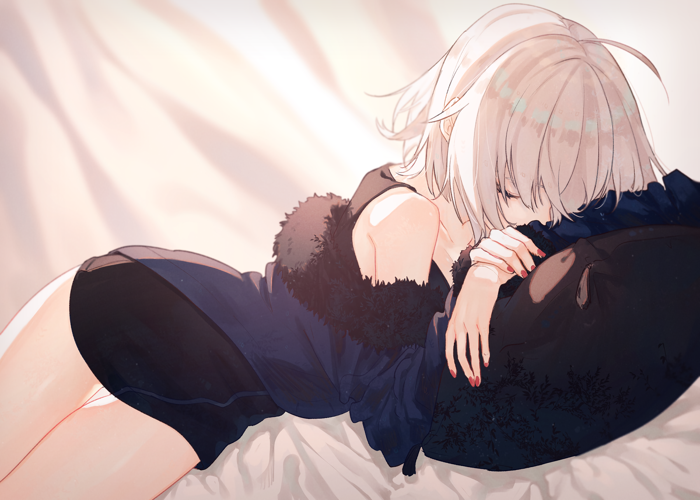 Jeanne d'Arc Alter from Fate/Grand Order sleeping HD Wallpaper