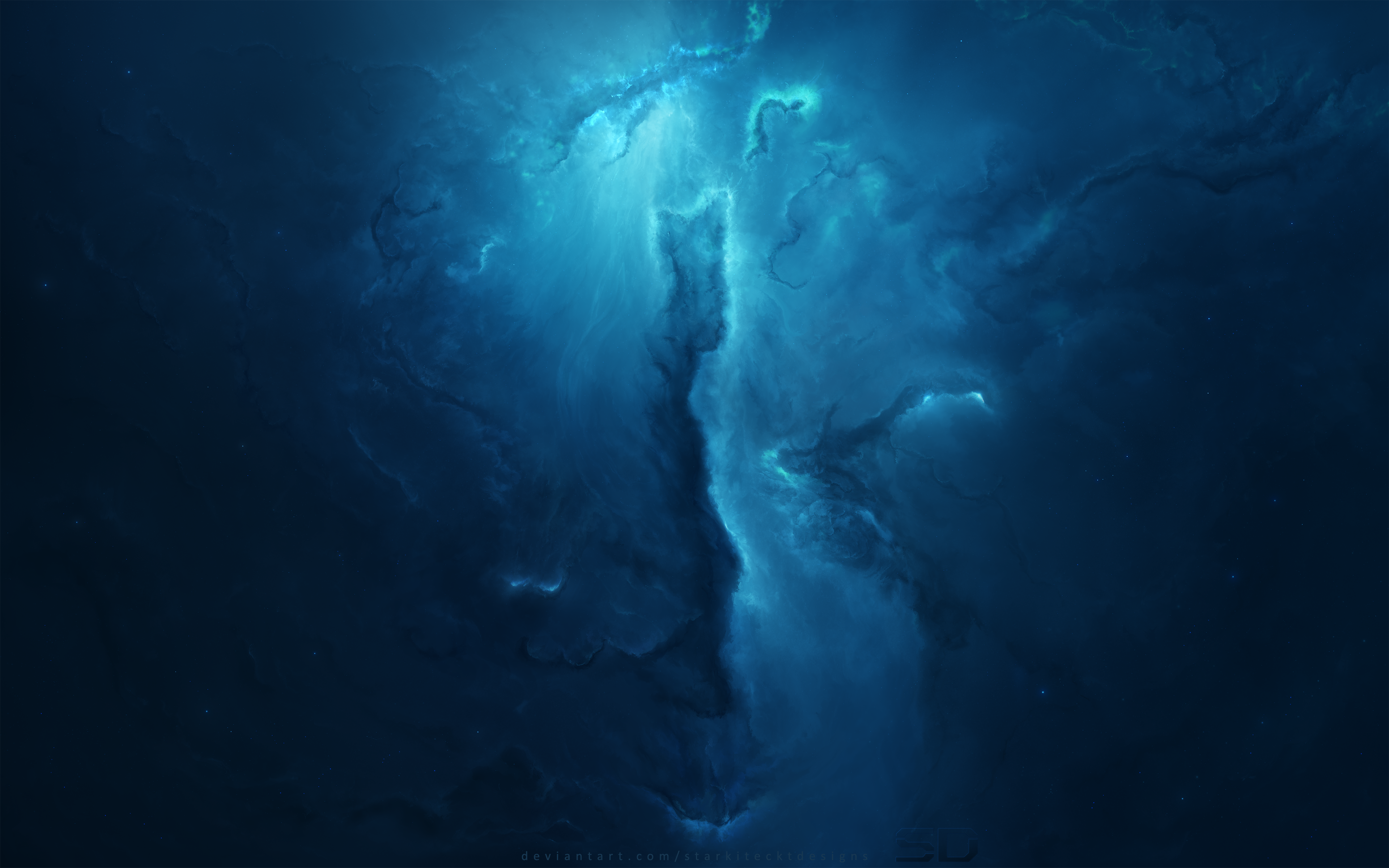 Blue Nebula in Deep Space HD Wallpaper