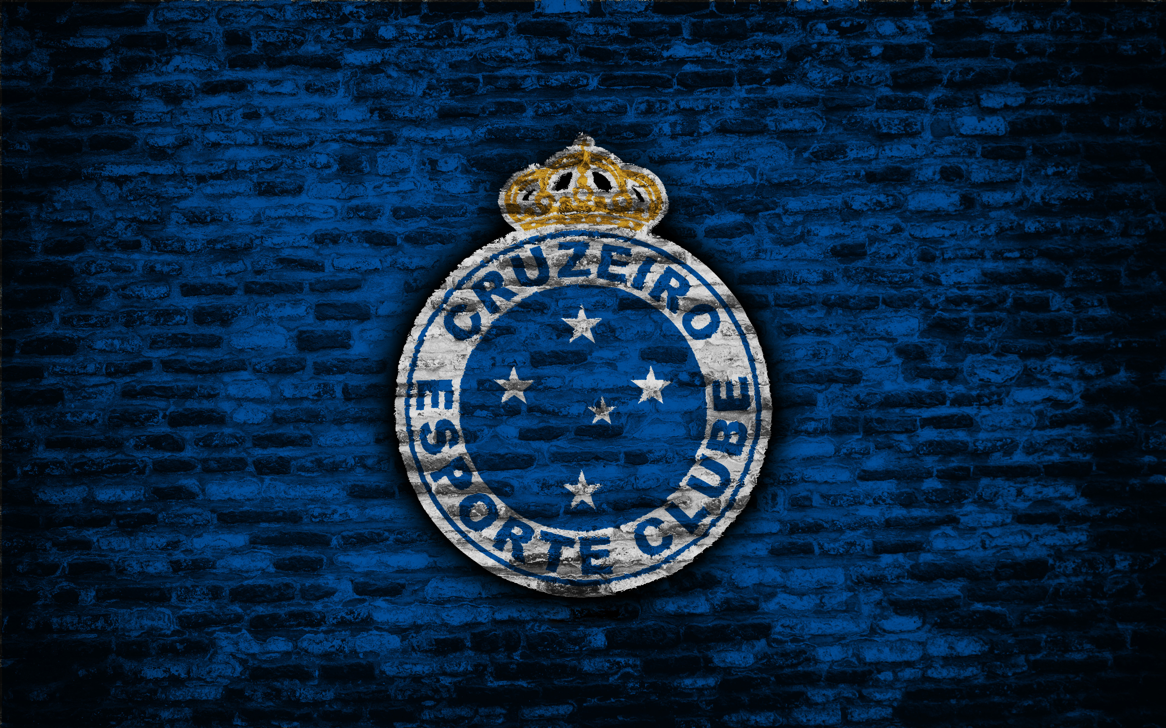 Cruzeiro Esporte Clube logo on blue brick wall HD Wallpaper