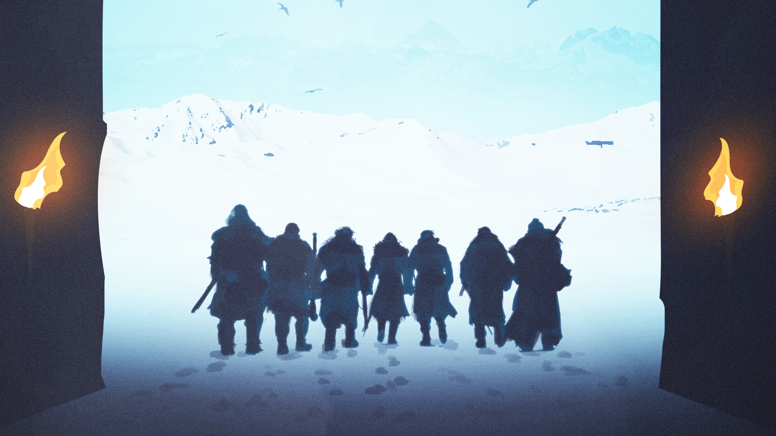 Group of warriors in snowy landscape from Game of Thrones HD Wallpaper