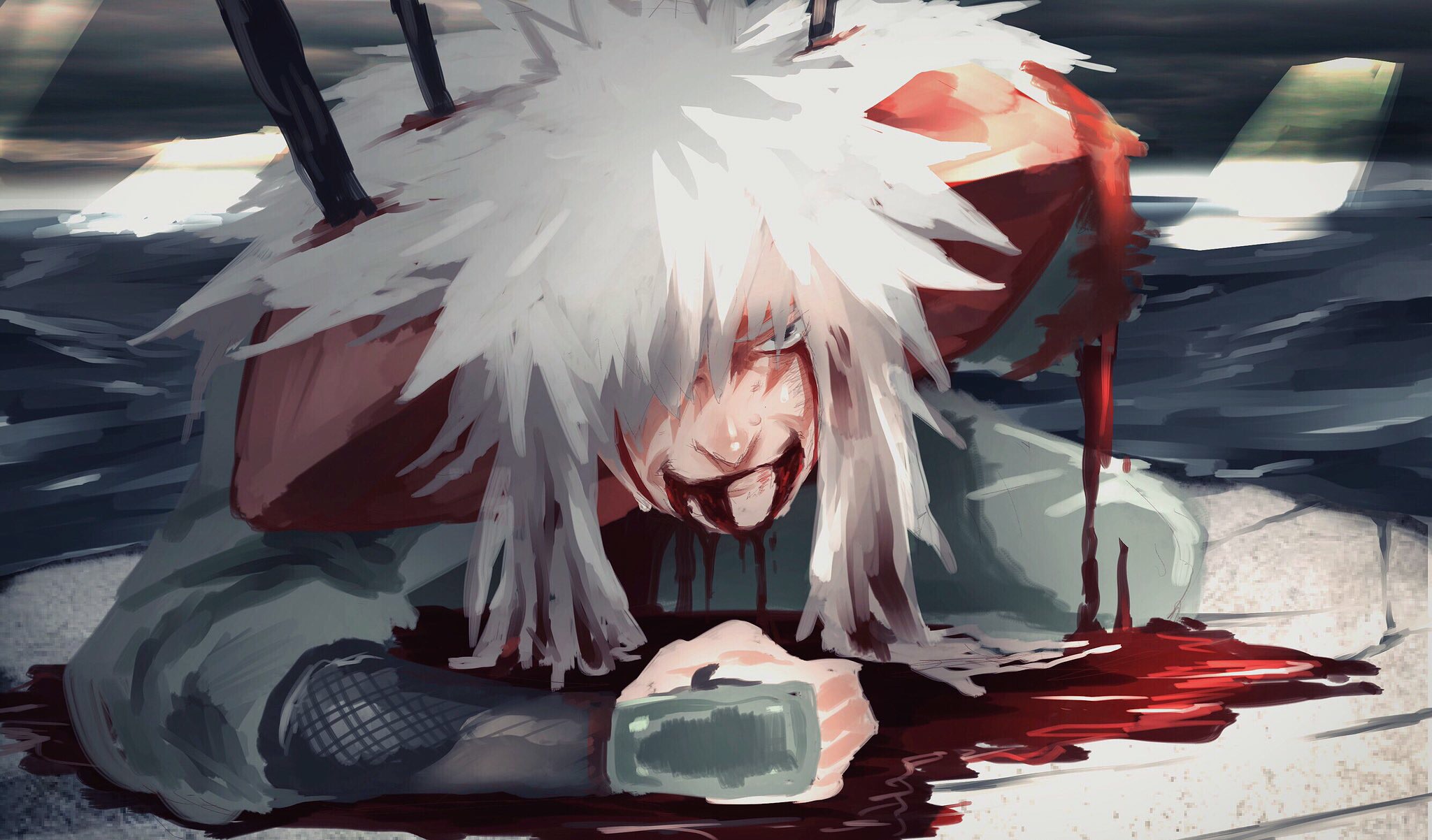 Jiraiya from Naruto bleeding and impaled HD Wallpaper
