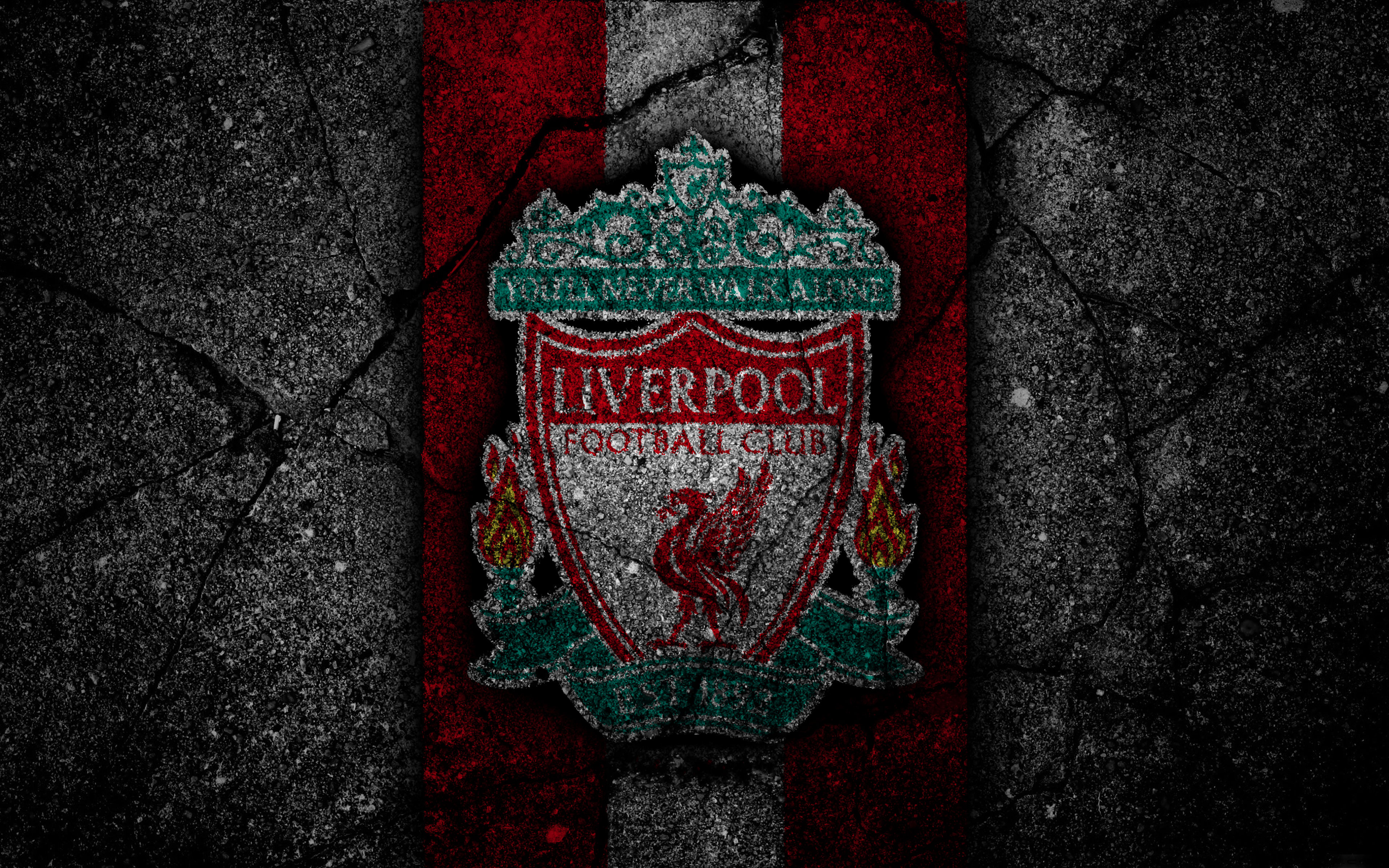 Liverpool F.C. Logo on Textured Background HD Wallpaper