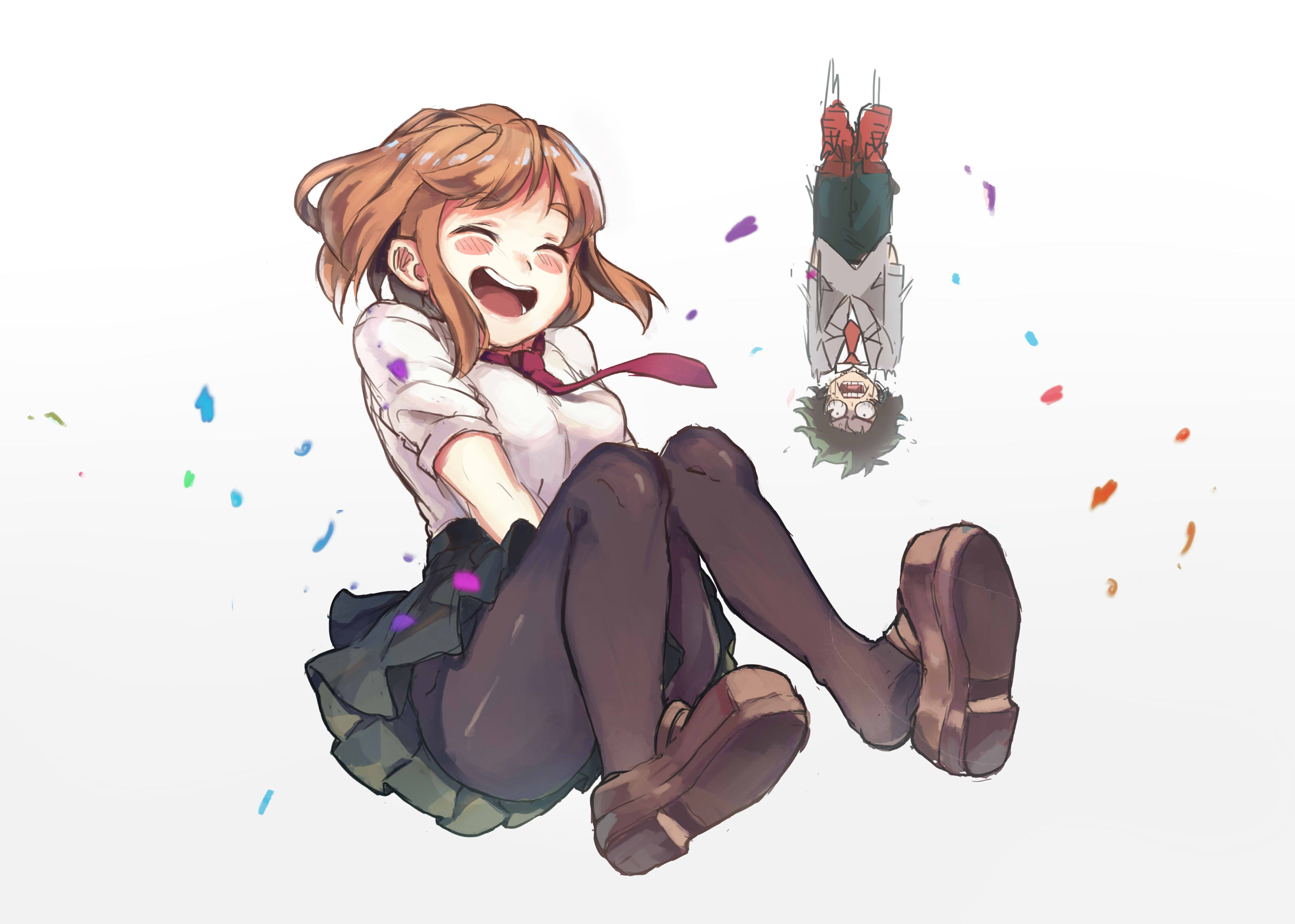 Ochaco Uraraka and Izuku Midoriya from My Hero Academia HD Wallpaper