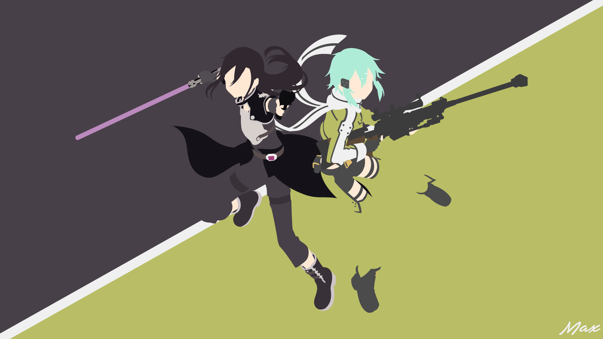 Kirito and Sinon from Sword Art Online HD Wallpaper