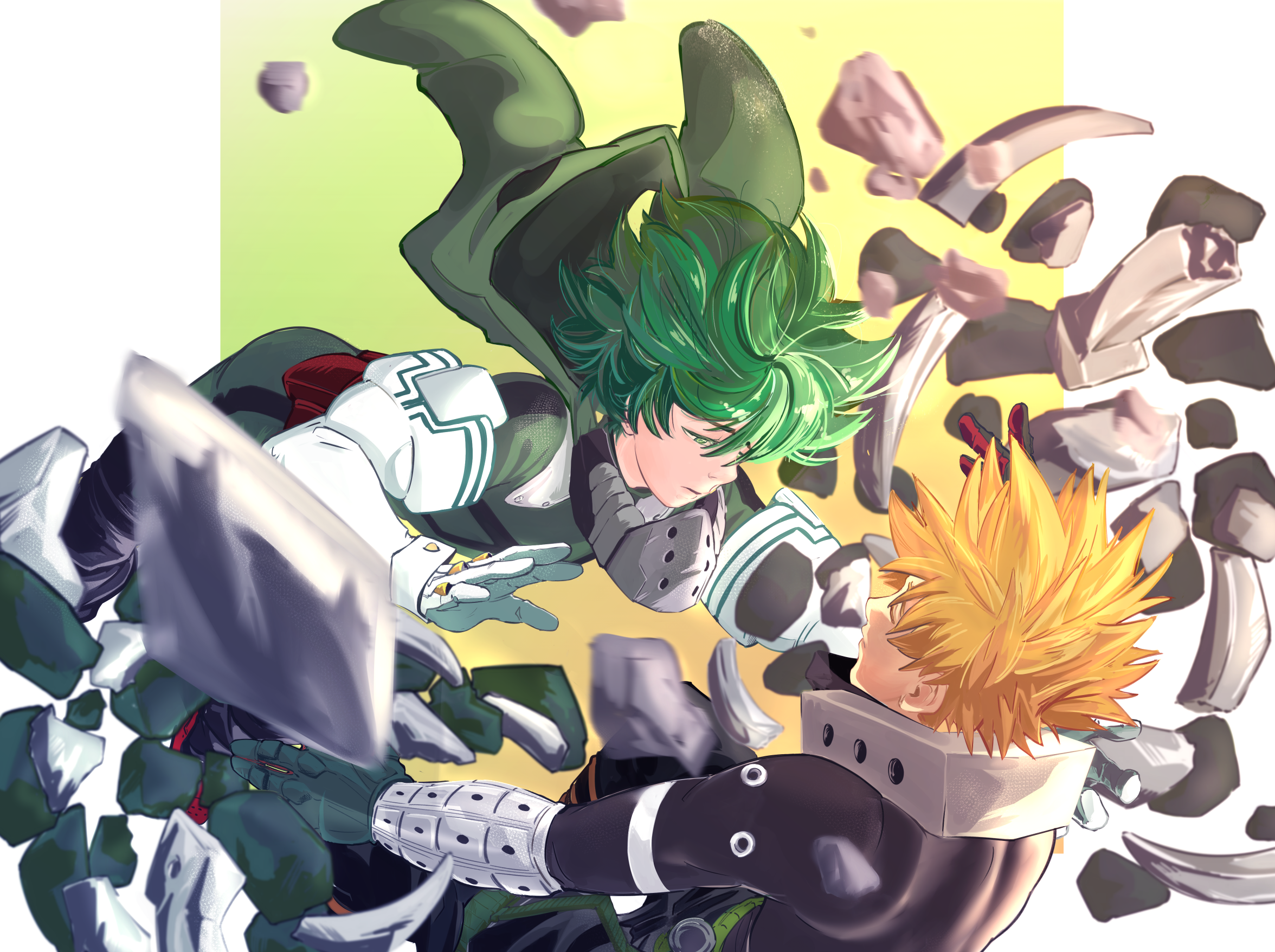 Izuku Midoriya and Katsuki Bakugo fighting HD Wallpaper