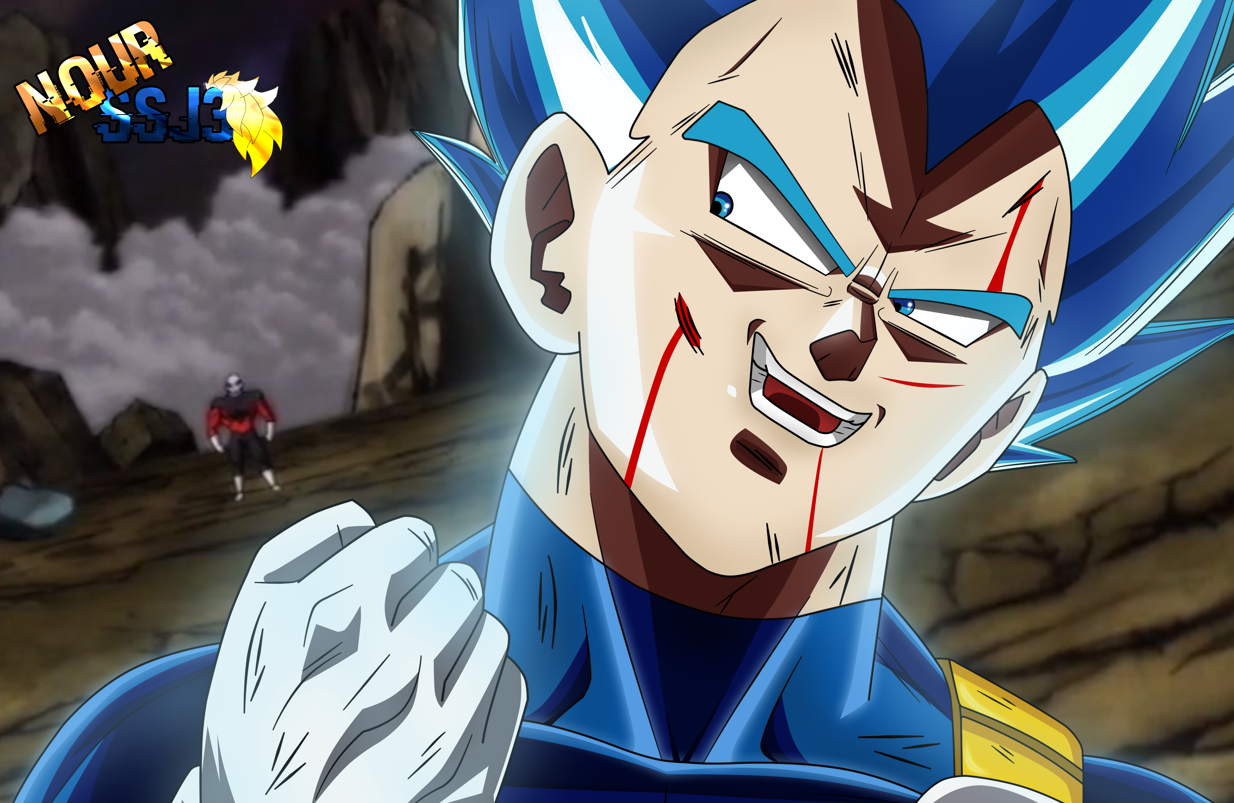 Vegeta from Dragon Ball Super Saiyan Blue fighting Jiren HD Wallpaper
