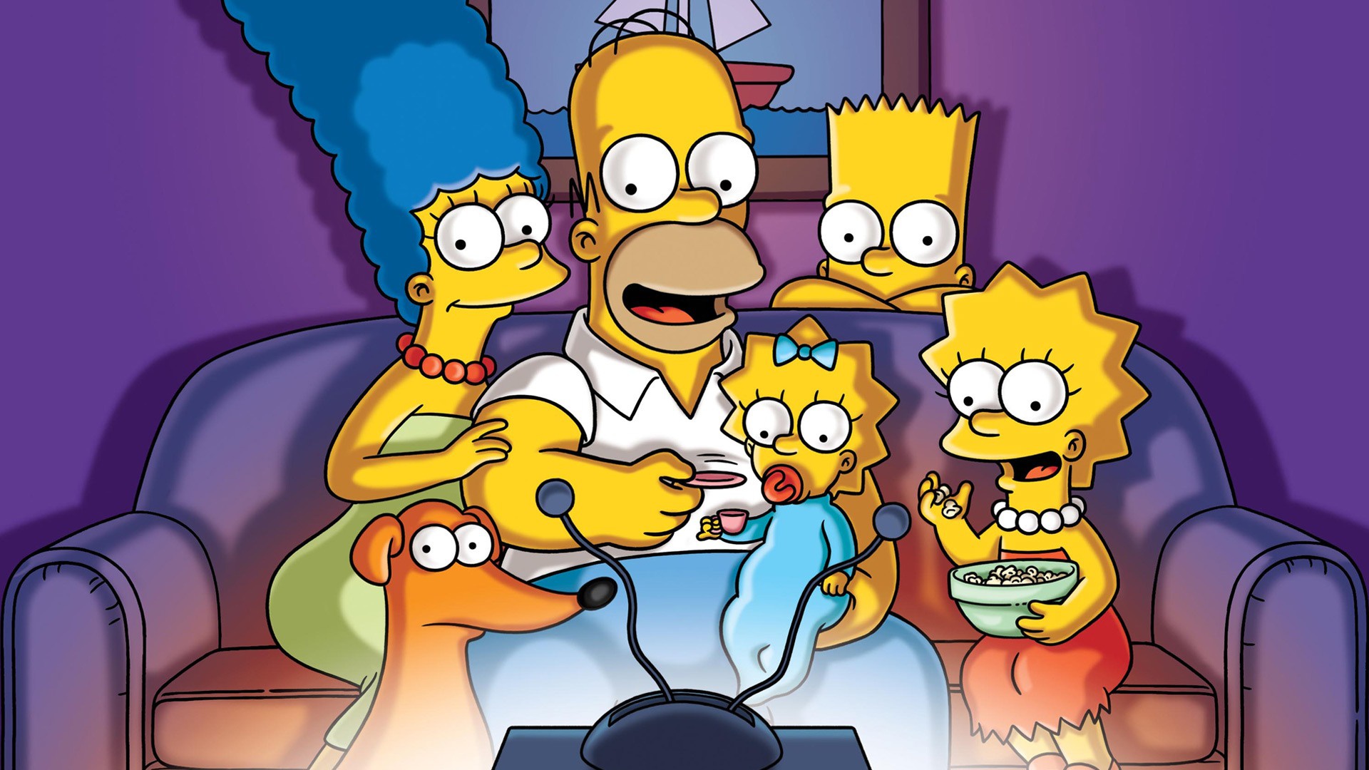 The Simpsons Family Watching TV HD Wallpaper