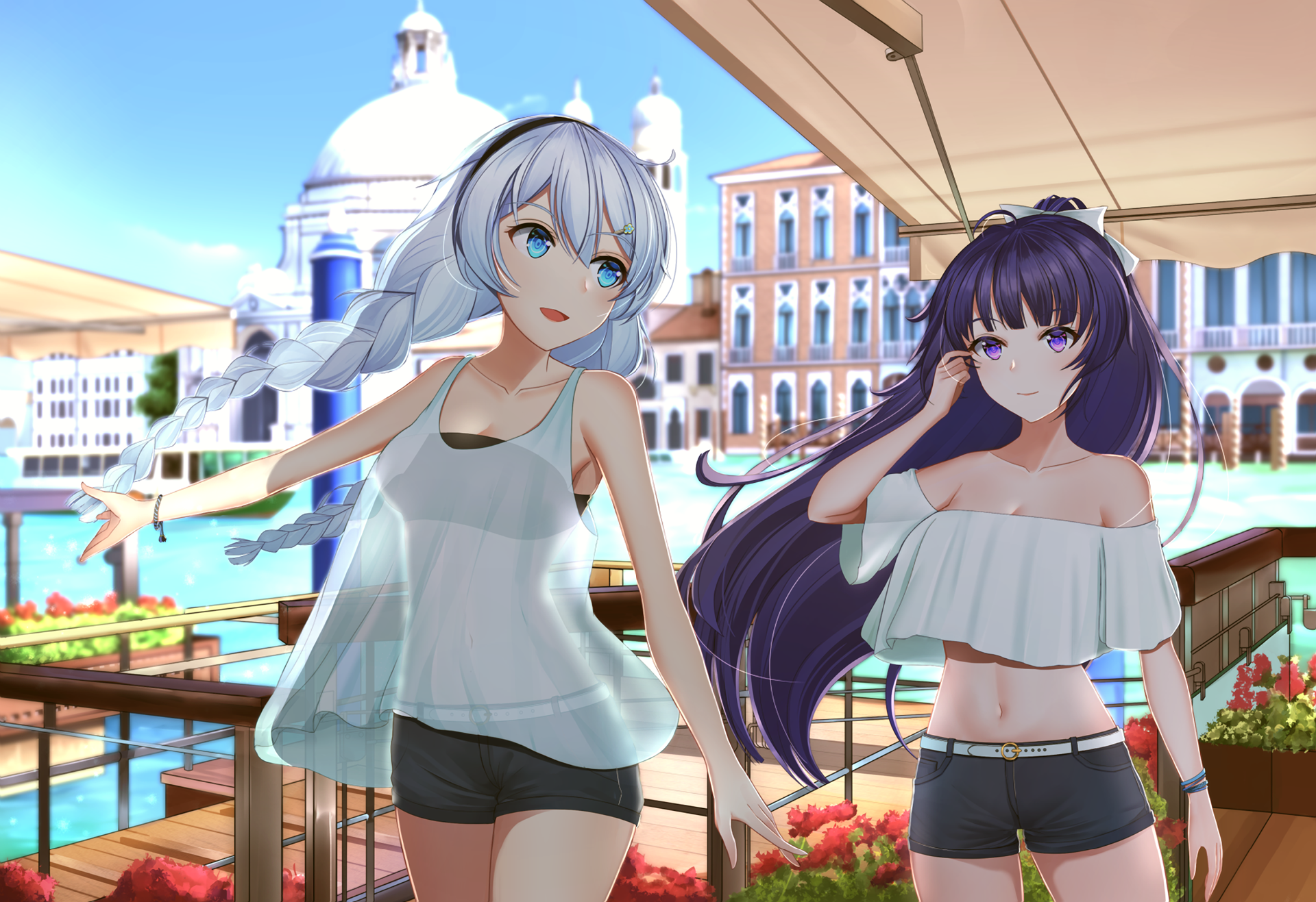Kiana Kaslana and Raiden Mei in Venice HD Wallpaper