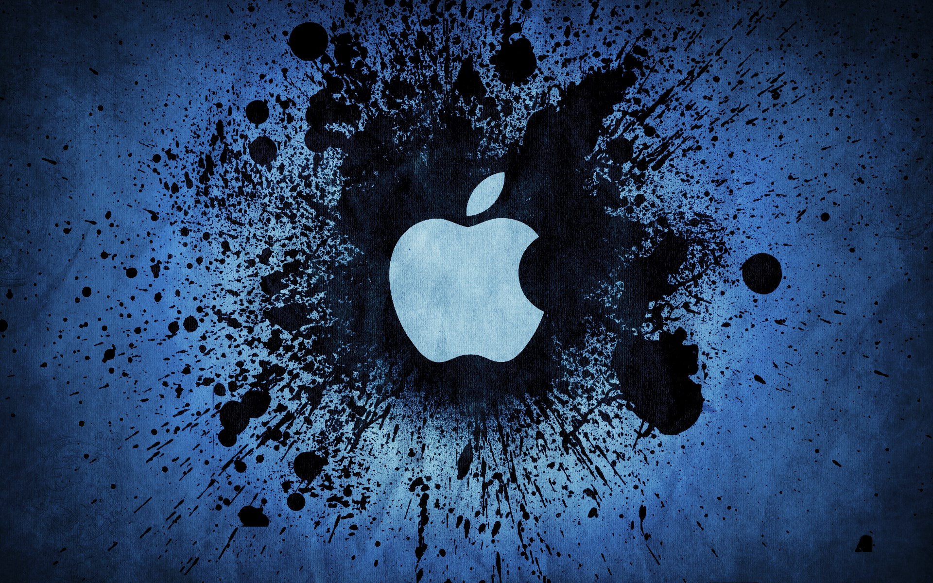 Apple logo on blue splatter background HD Wallpaper