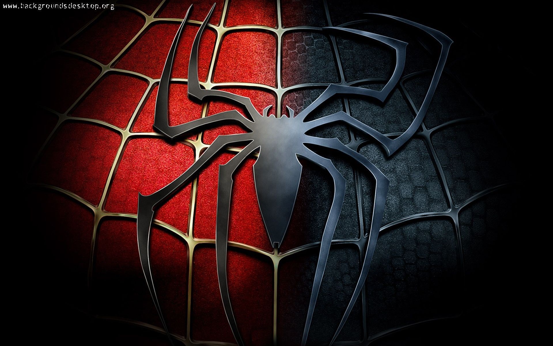Spider-Man Logo on Red and Black Web HD Wallpaper