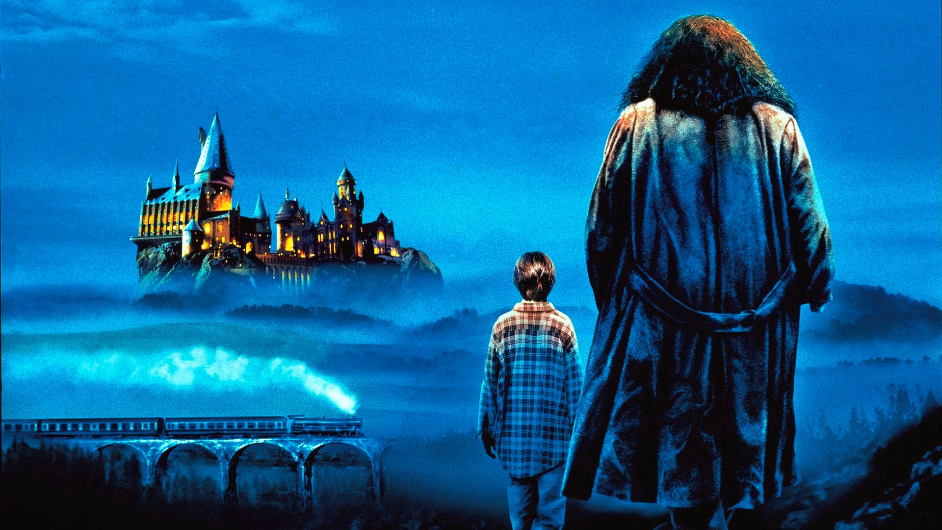 Harry Potter and Hagrid at Hogwarts HD Wallpaper