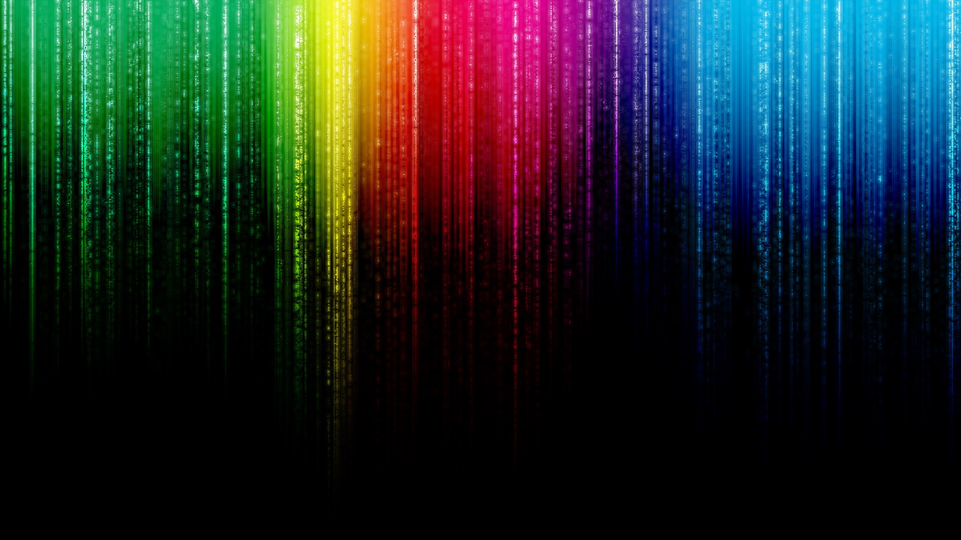 Rainbow light streaks on black background HD Wallpaper