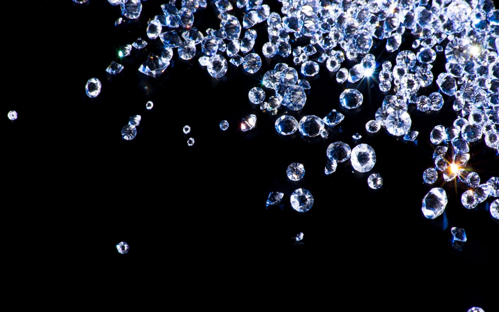 Scattered Diamonds on Black Background HD Wallpaper