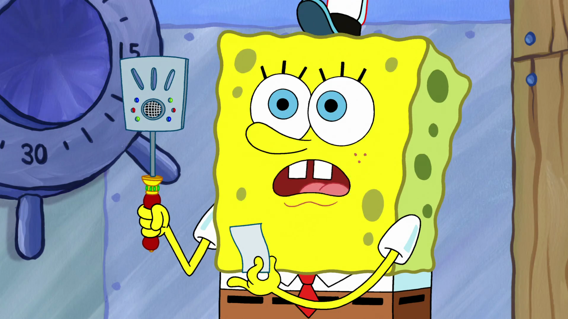 SpongeBob SquarePants holding a spatula HD Wallpaper