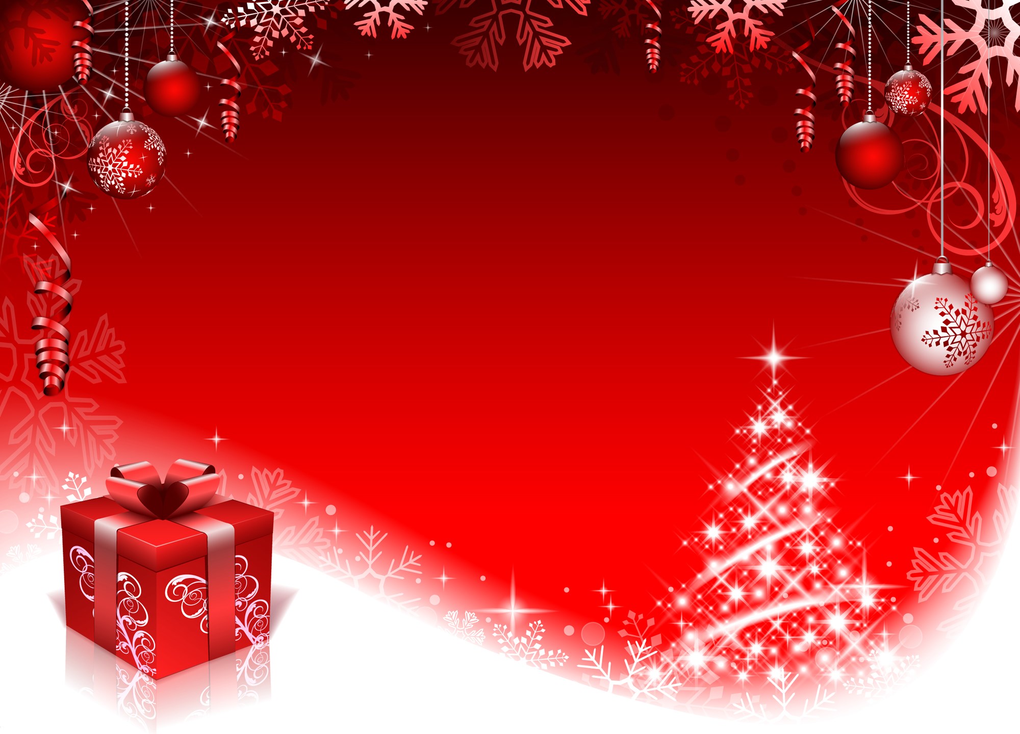 Christmas background with gift and tree HD Wallpaper