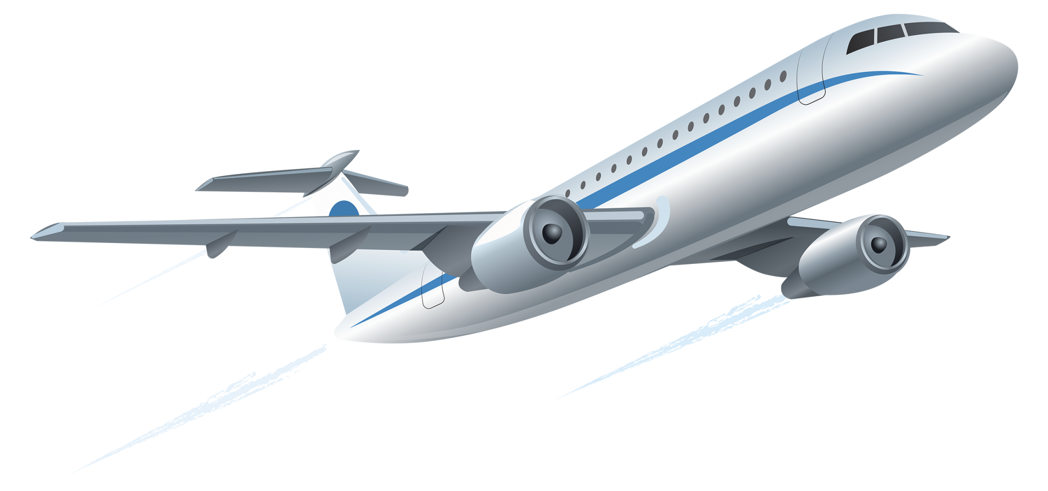 Airplane in flight with blue stripes HD Wallpaper