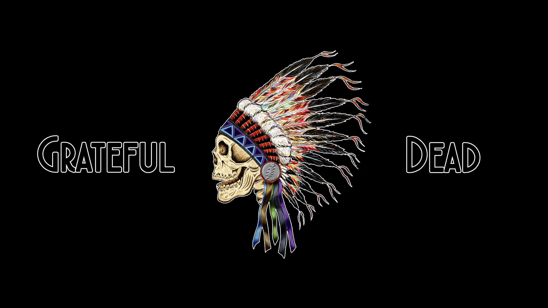 Grateful Dead Skull with Native American Headdress HD Wallpaper