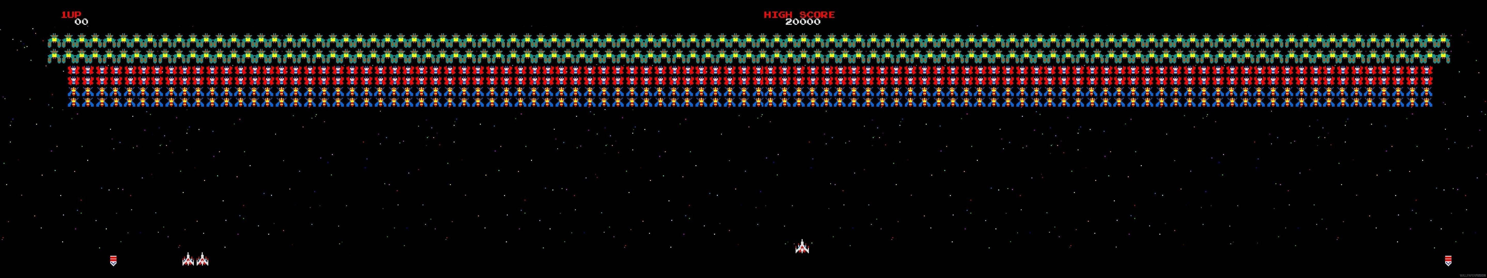 Galaga aliens and player ship HD Wallpaper