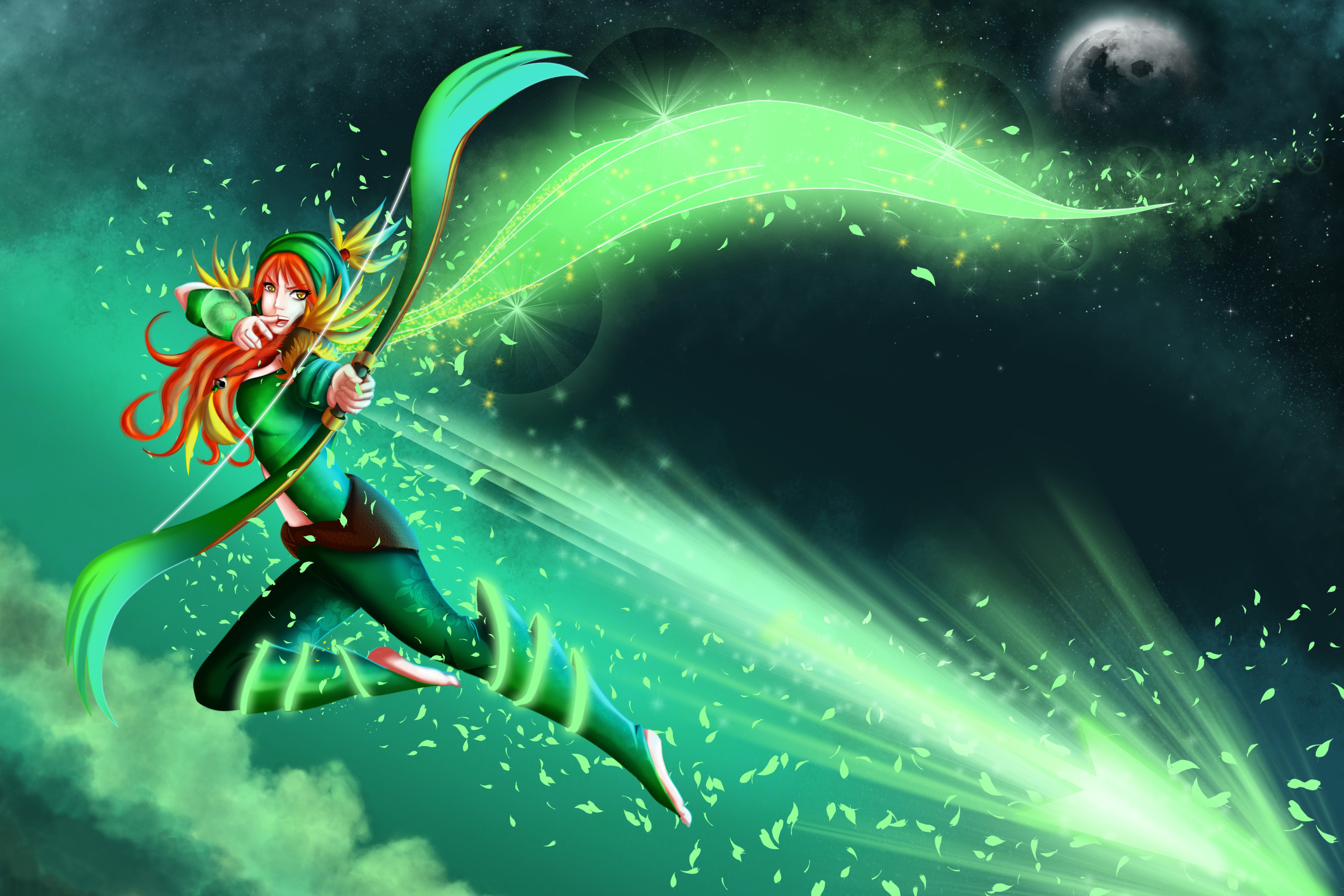 Drow Ranger from Dota 2 firing an arrow HD Wallpaper
