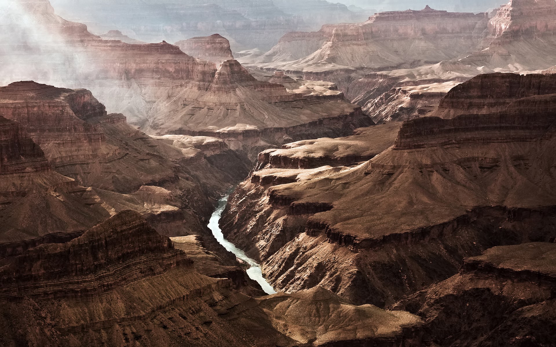 Grand Canyon with Colorado River and Mist HD Wallpaper