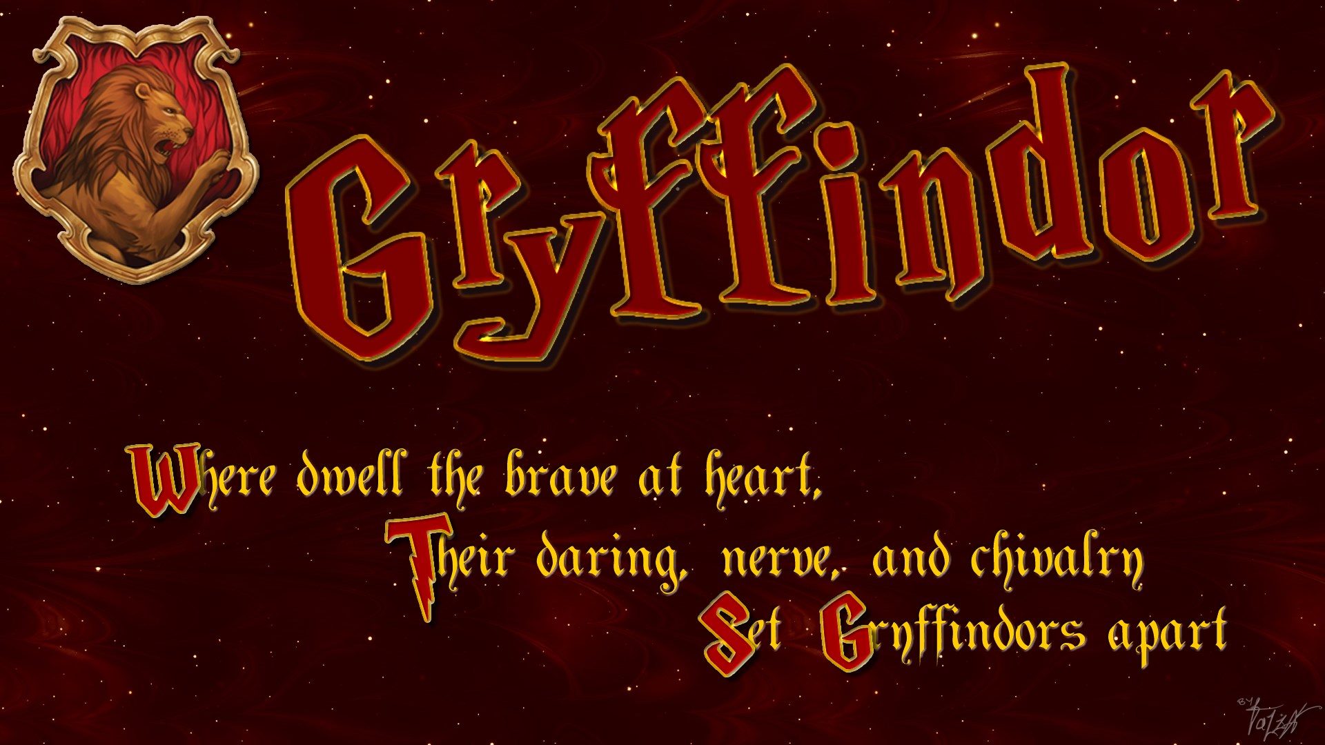 Gryffindor House Crest and Motto HD Wallpaper