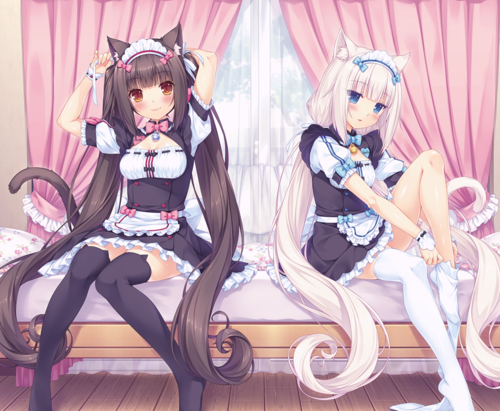 Nekopara Catgirls in Maid Outfits HD Wallpaper