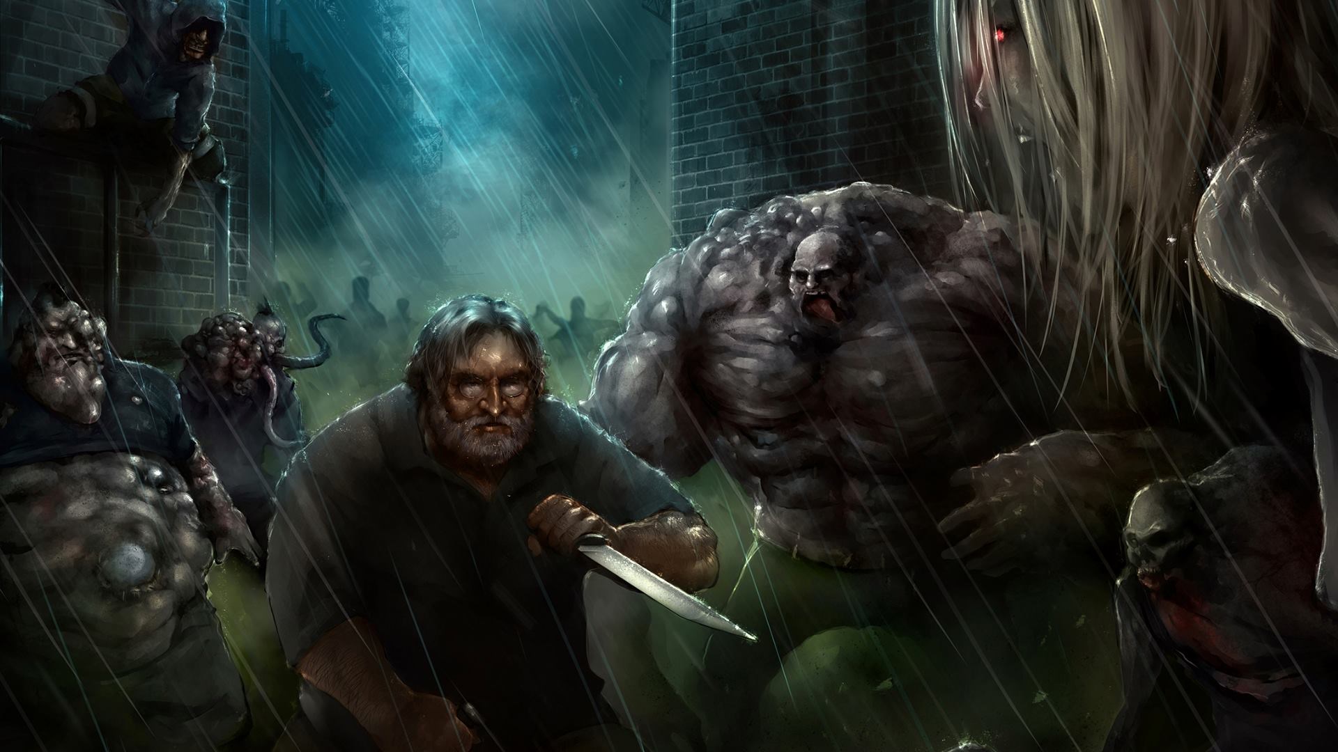 Left 4 Dead survivors fight infected in the rain HD Wallpaper