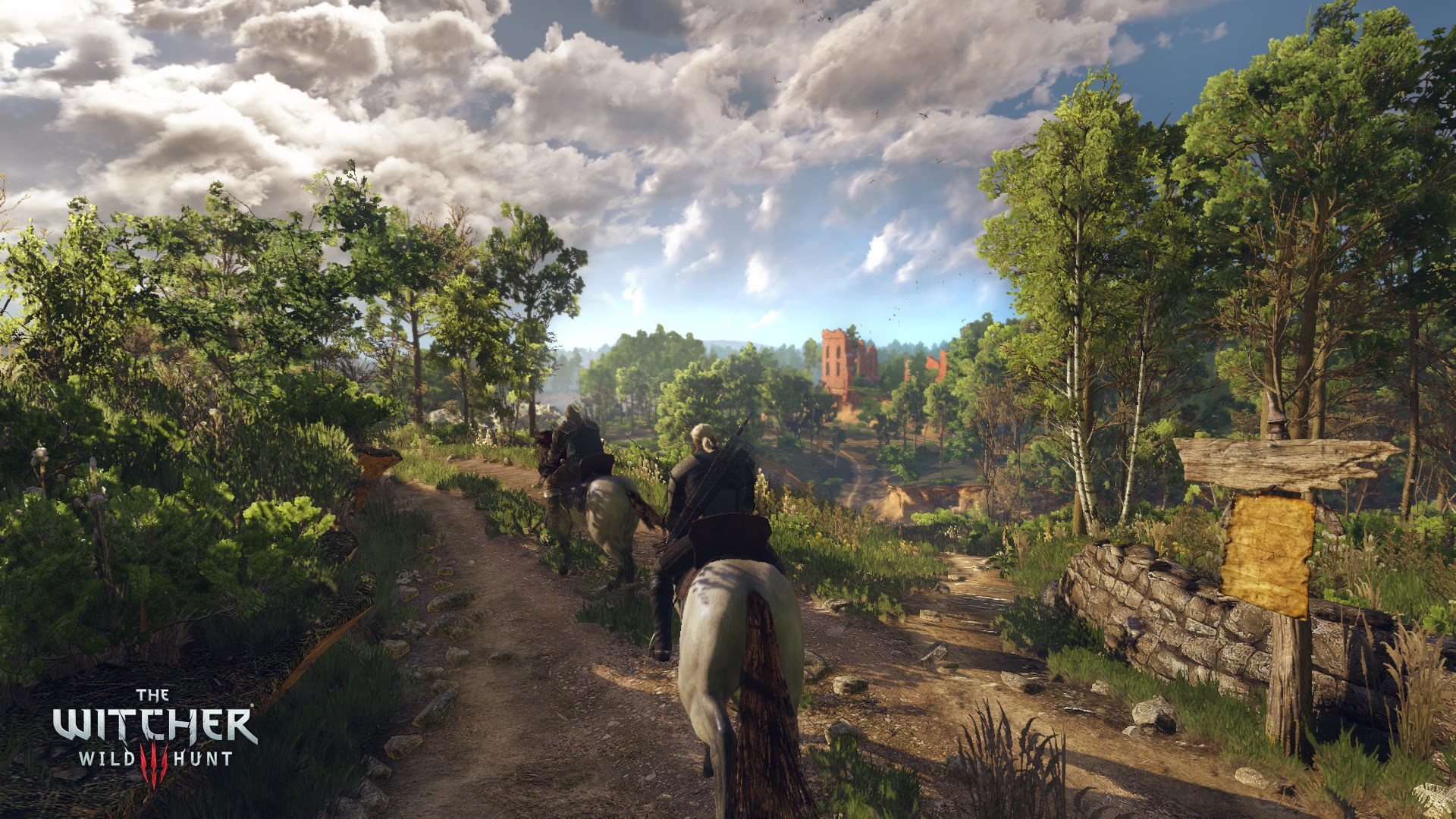 Geralt and another Witcher from The Witcher 3: Wild Hunt on horseback HD Wallpaper
