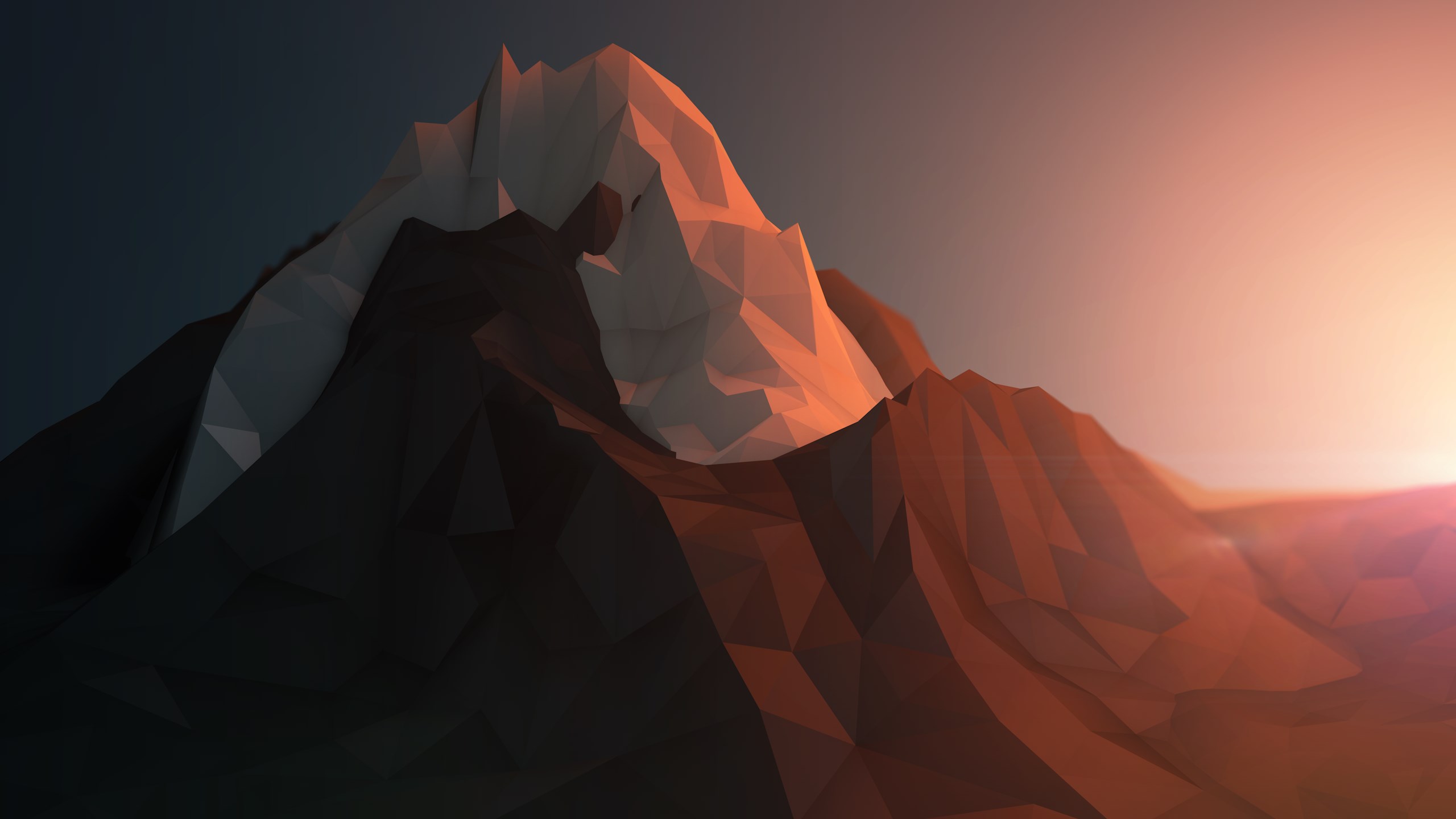 Low Poly Mountain Range at Sunset HD Wallpaper
