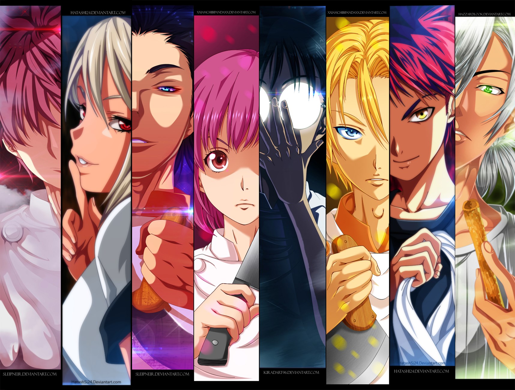 Food Wars! Shokugeki no Soma characters collage HD Wallpaper