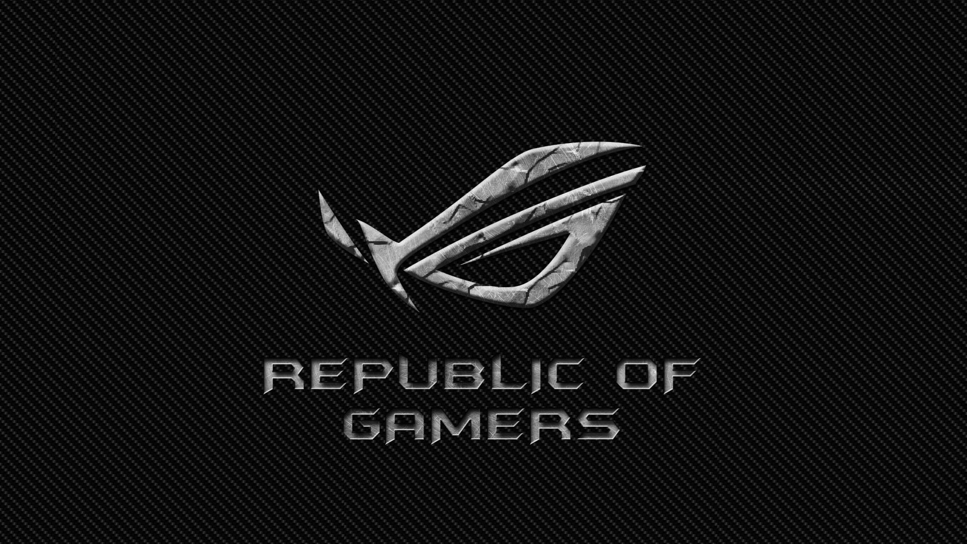 Republic of Gamers logo on carbon fiber background HD Wallpaper