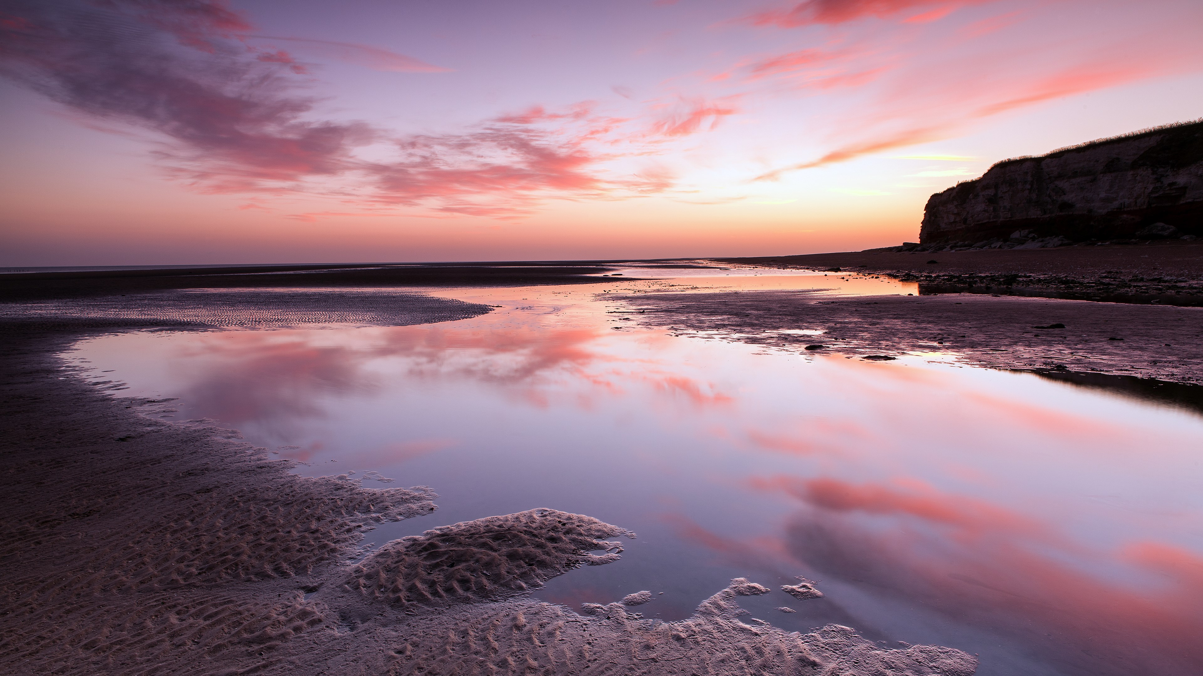4K PC Desktop Beach Sunset Reflection HD Wallpaper