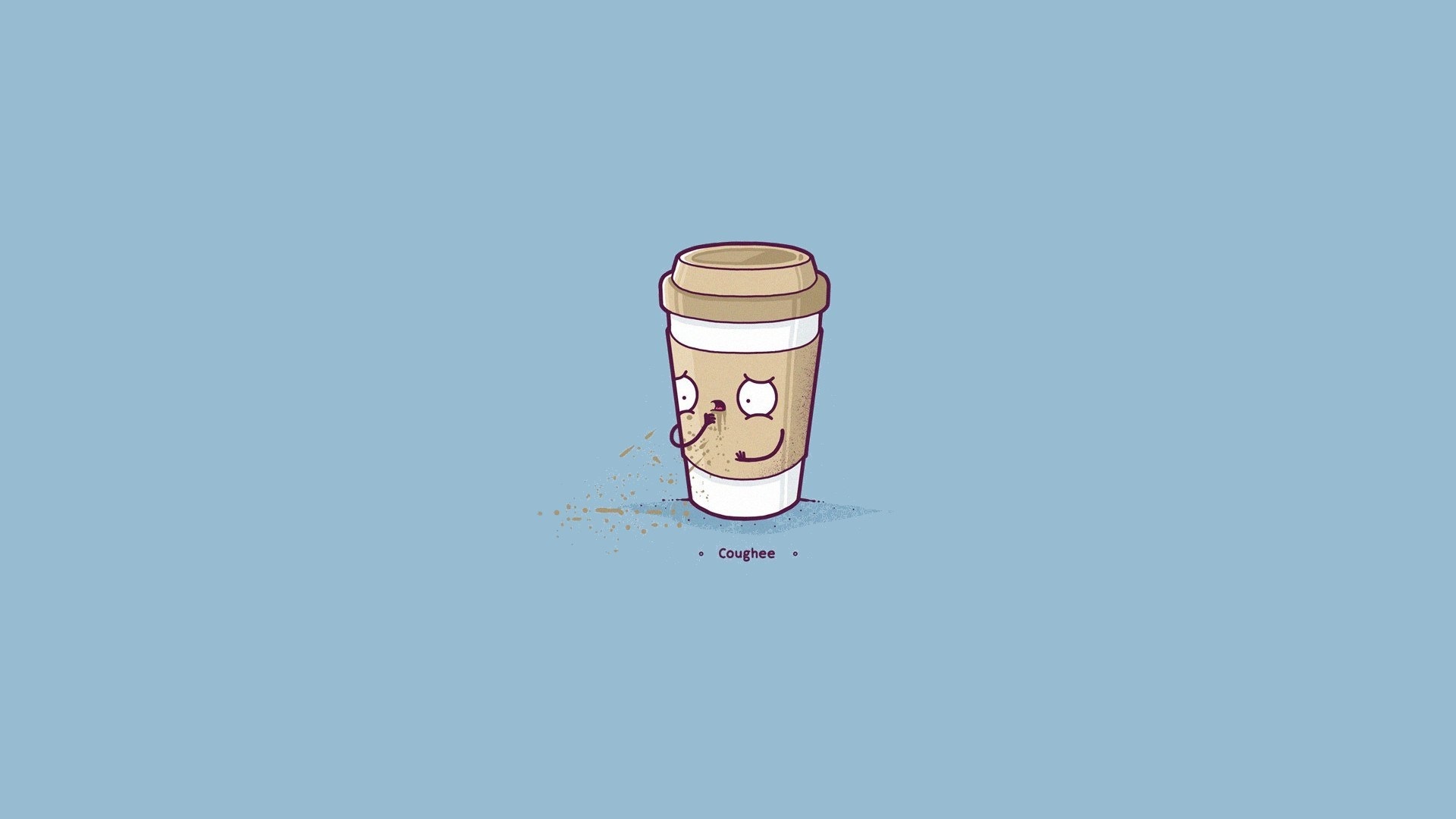 Coffee cup character coughing HD Wallpaper